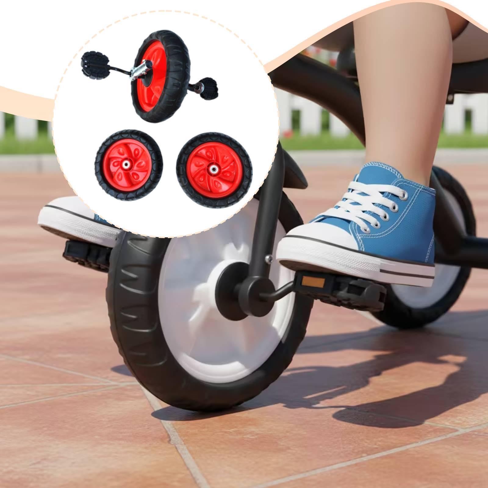 3 Stück Dreirad Räder Ersatzräder Kinder Dreirad Räder Satz Vorderrad Hinterrad Ersatzteil mit Pedal Schaumbereifung Metall PP Leiser Lauf Einfache Mo