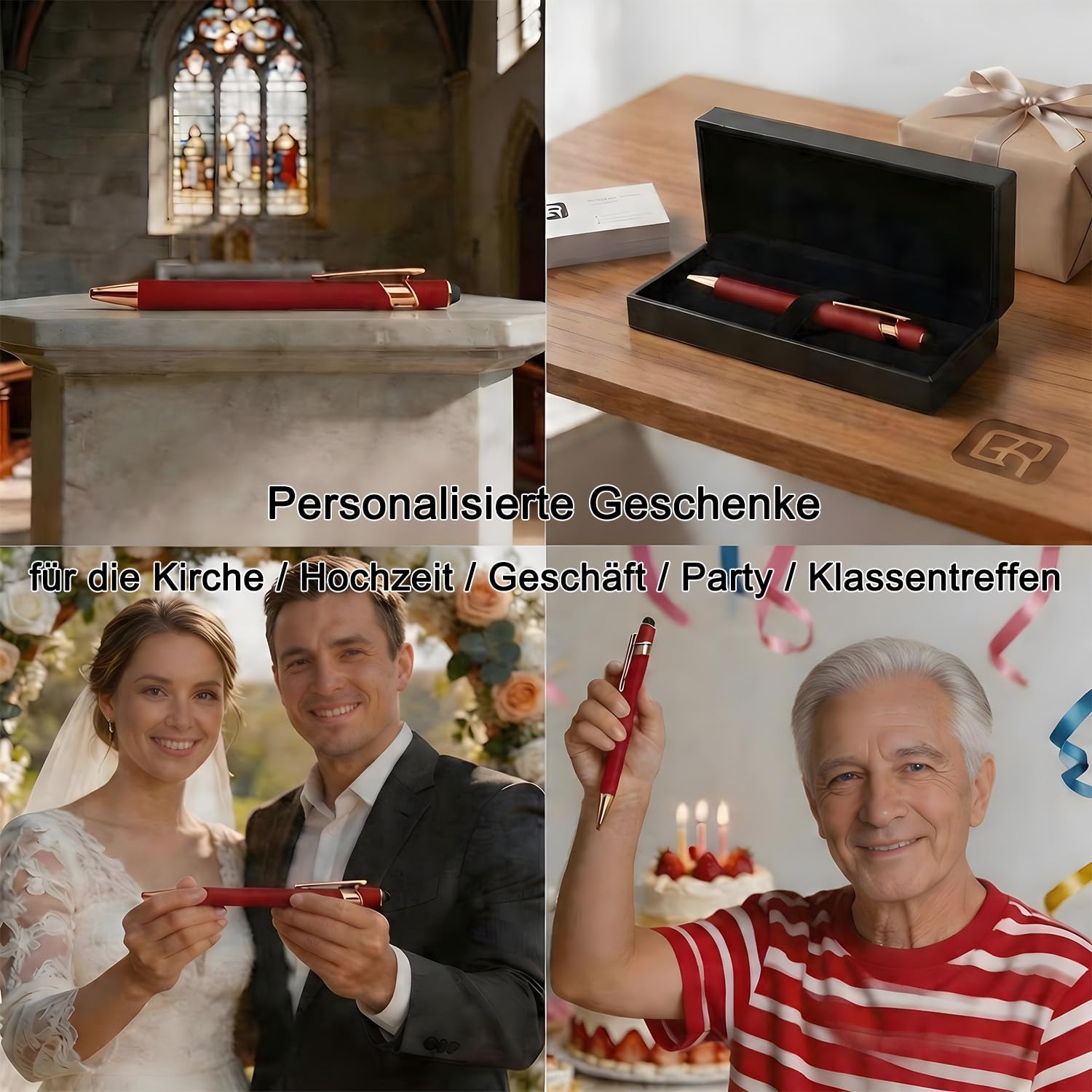 Kugelschreiber mit Gravur Namen, Lila, 100 Stück | Personalisierter Stift mit Logo, mit Touchpen, Touchscreen Stifte, für Hochzeit, Eigenem, Kirche, Party, Geschenke, Metall