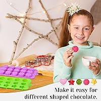 Vista 7 de 6 Pcs Flower Silicone Chocolate Molds Set, 15-Cavity Rose Heart Star Candy Mold Different Shapes Silicone Molds for Chocolate, Candy, Ice Cube
