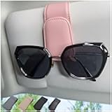 Magnetic Leather Sunglass Holder for Car, Sunglasses Clip for Car Visor, Auto Interior Accessories Universal for Different Size Eyeglasses(Pink)