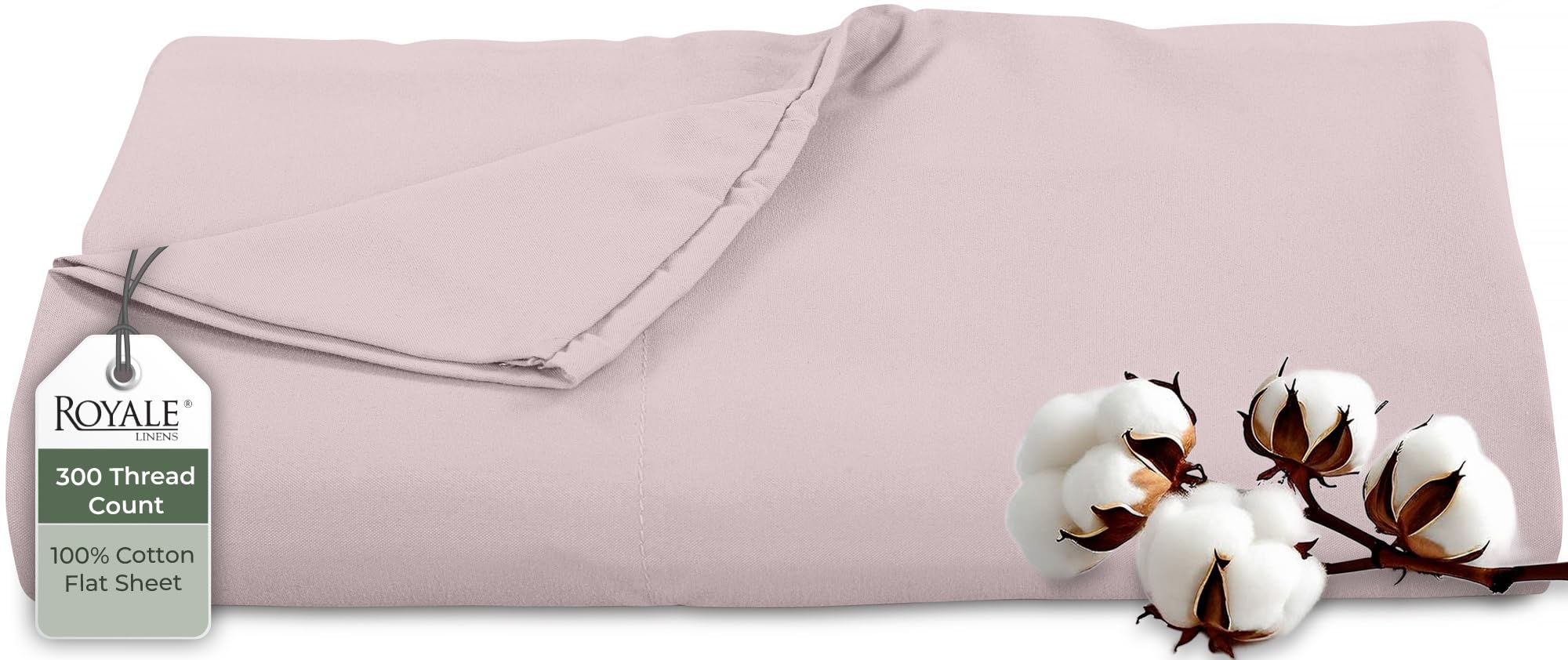 Royale Linens 300 Thread Count 100% Cotton King Flat Sheet - Super Soft Flat Sheets Only - Top Sheet Only Sold Separately - Breathable, Cool &amp; Crisp Lavender Flat Sheet (King, Lavender)