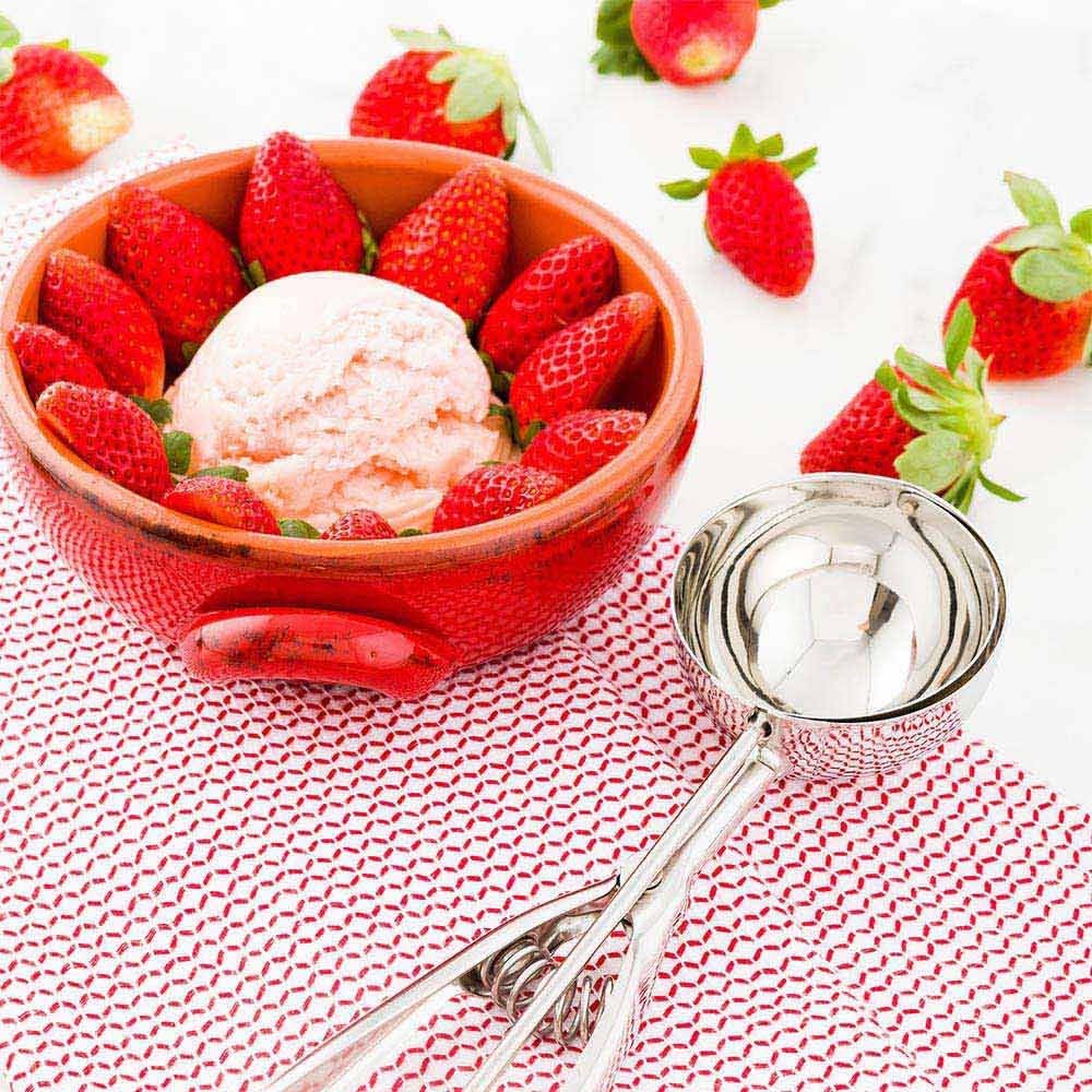 Restaurantware Met Lux 3 Ounce Gelato Scoop 1 Ambidextrous Ice Cream Scoop - Built-In Blade Dishwashable Stainless Steel Cookie Dough Scoop Comfortable Grip For All Ingredients