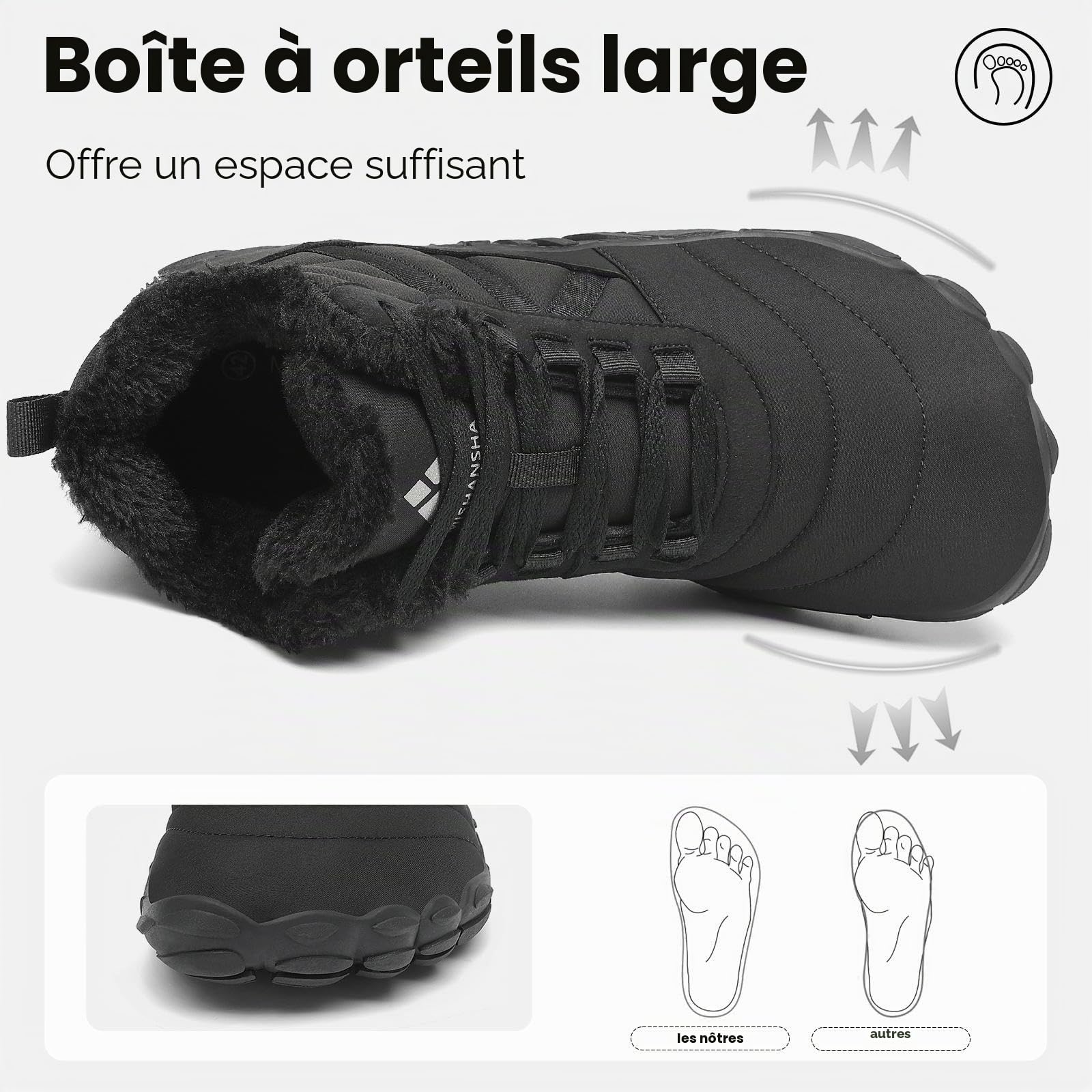 Mishansha Bottes Hiver Chaudes Bottine Neige Chaussures Minimalist Gr.36-48