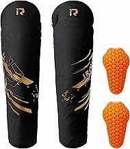 IRON JIA'S レッグウォーマー バイク レッグカバー 防寒 防風 保温 CE(レベル2) プロテクター付き ニーウォーマー 左右セット 膝サポーター 膝プロテクター バイク 自転車 汎用 裏起毛 メンズ レディース ロング(製品全長59cm)