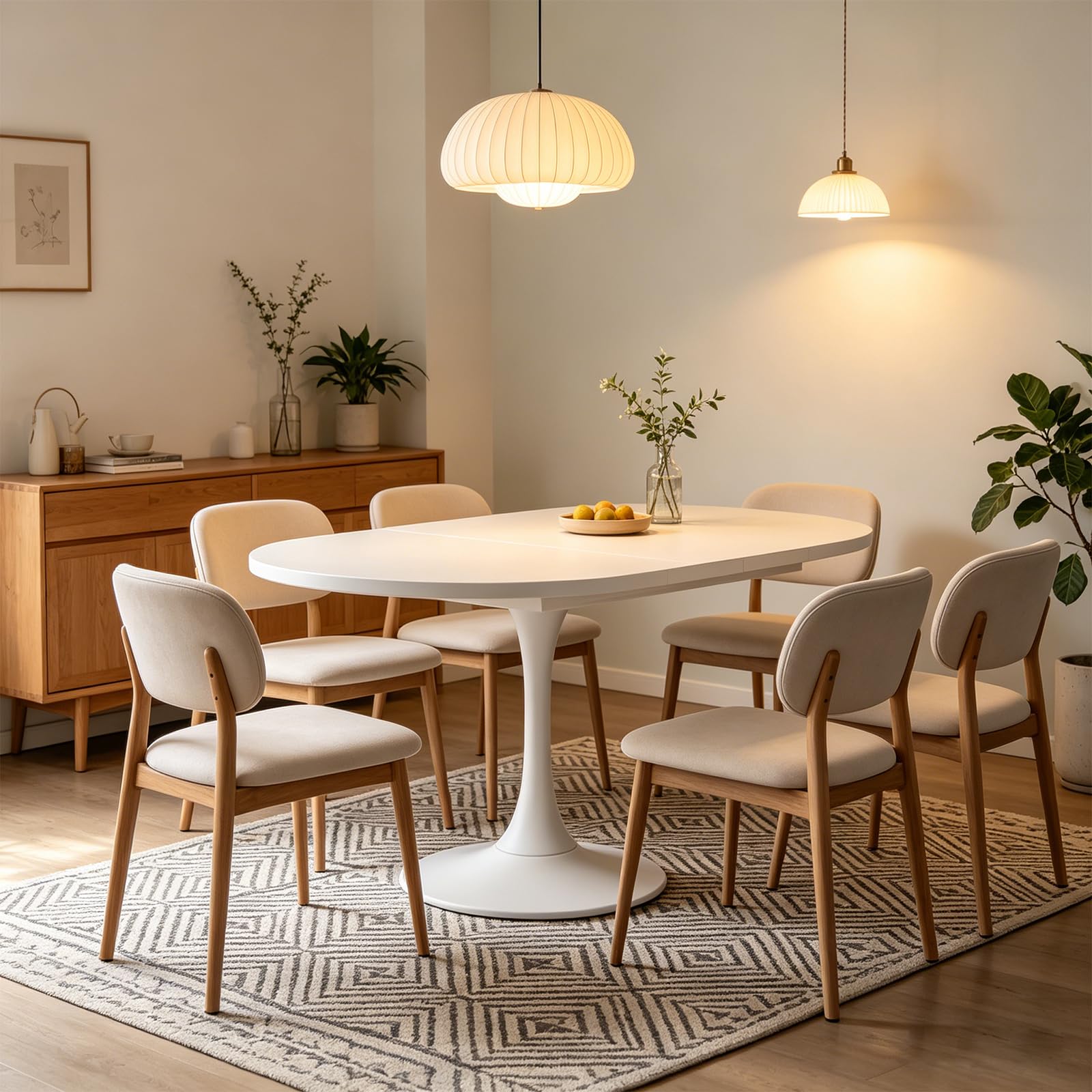 Tavolo da pranzo a tulipani allungabile, 100-130 cm, tavolo rotondo/ovale, in MDF per 2-6 persone, altezza 80 cm, moderno tavolo da pranzo per soggiorno, cucina, struttura in acciaio al