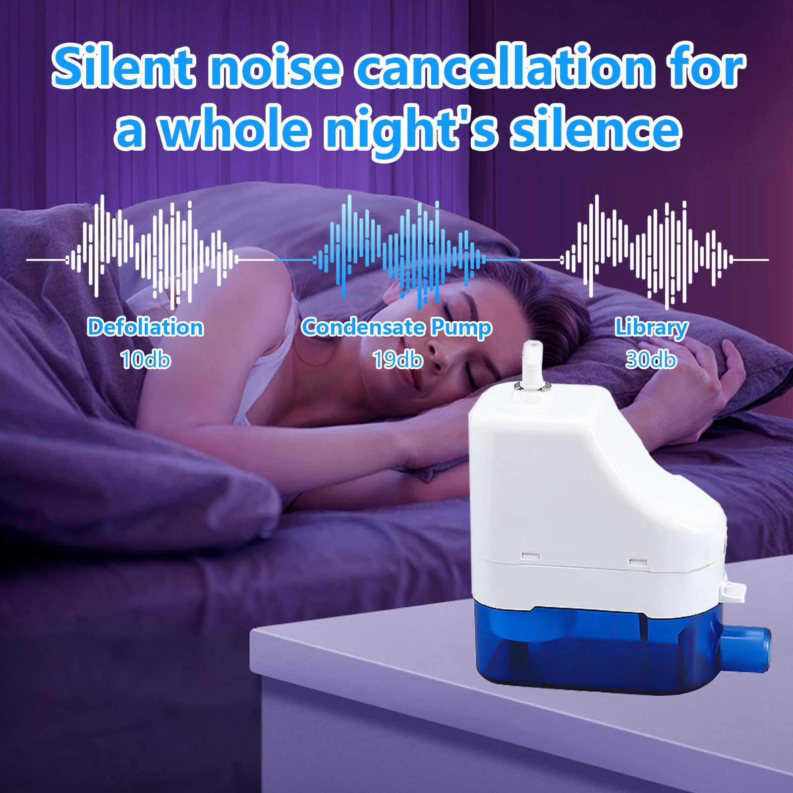 Bomba Condensados Automática Silent 19dB para Desague de Aire Acondicionado, 110-230V 50-60Hz, 24L/h, Compatible con HVAC
