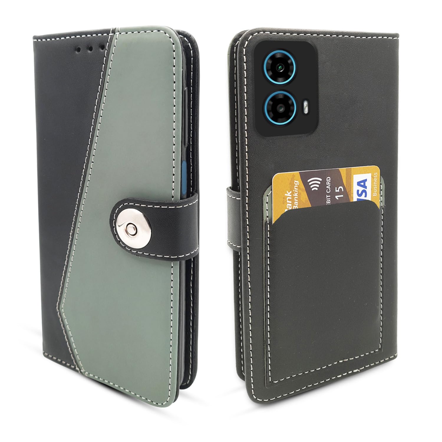 Pikkme Flip Cover | Genuine PU Leather Finish | Full 360 Protection | Wallet Style | Inbuilt Pockets & Stand | Strong Magnetic Flip Case for Moto G34 / G45 5G (Grey) (B0CV5KLJ37) Amazon Price History, Amazon Price Tracker