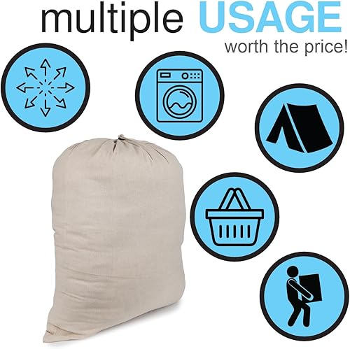 Miniatura 5 de Bolsa de lavandería de algodón natural extra grande 28 x 36 (28.0 in x 35.8 in), color natural