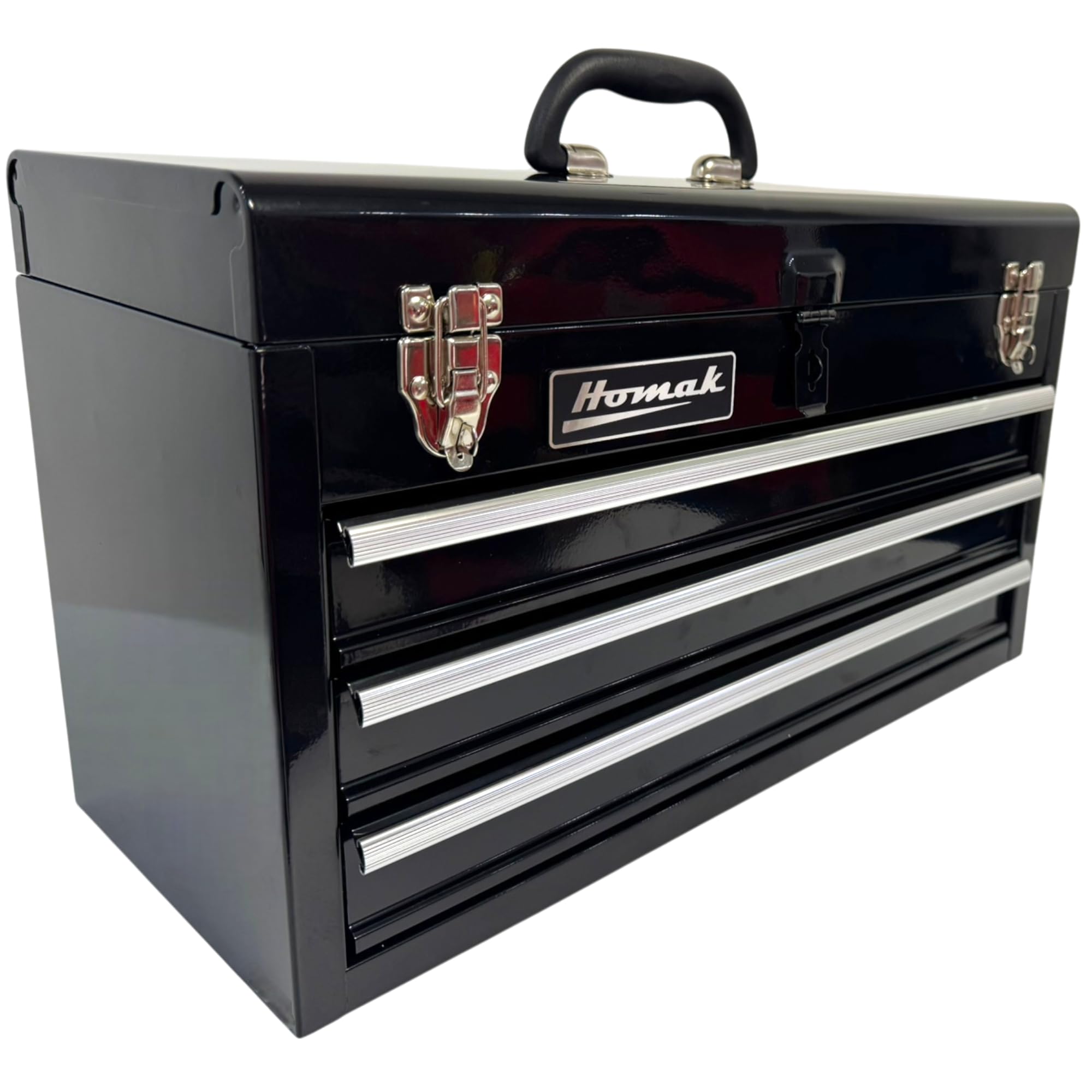 Homak 3 Drawer Ball Bearing Toolbox Chest, Black, 20 Inches