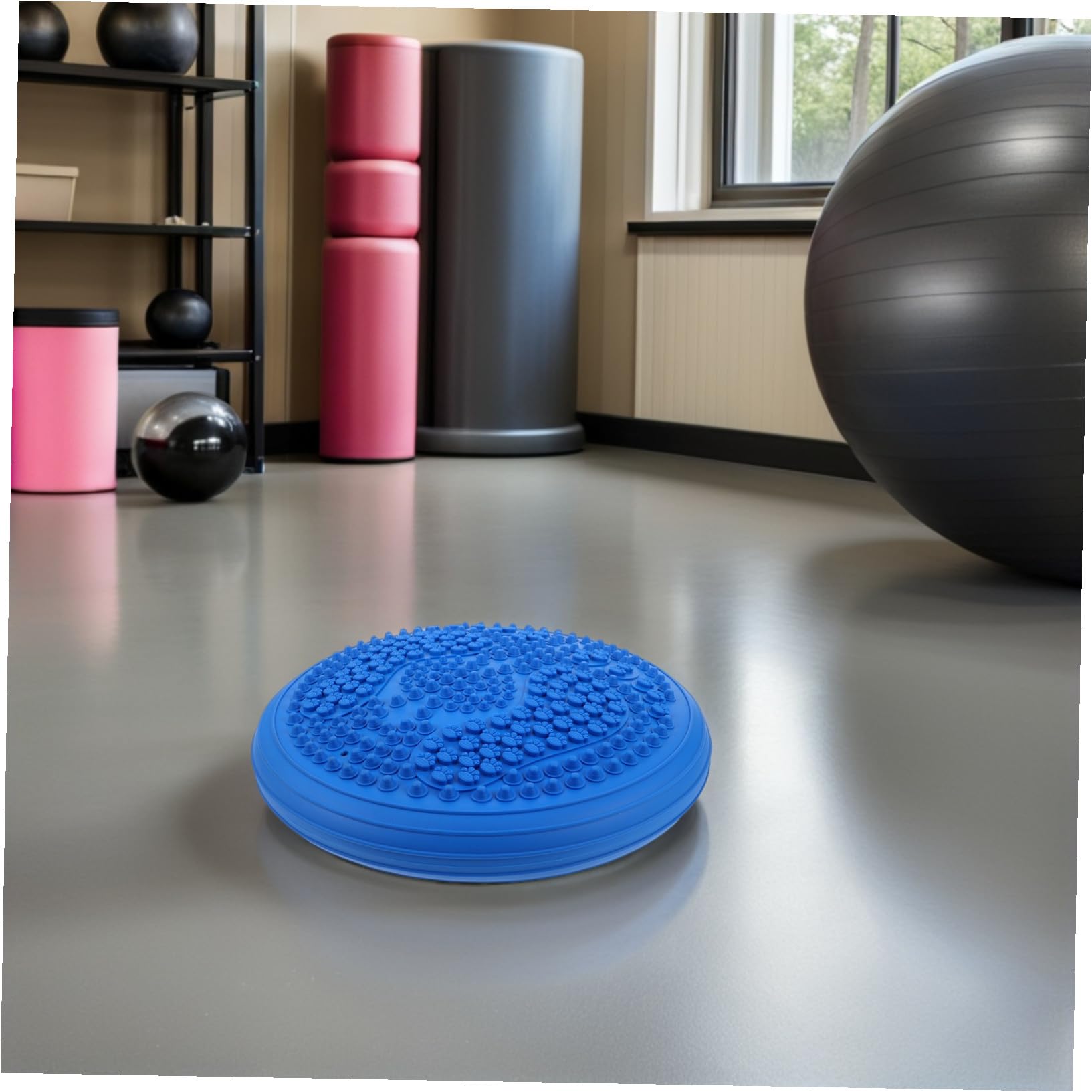 Alipis Coussin Air Équilibre Gonflable Rond avec Surface de Massage Point de Pression Tapis de Gymnastique Portable Épais pour Yoga Jogging Stationnaire et Rééducation à Domicile