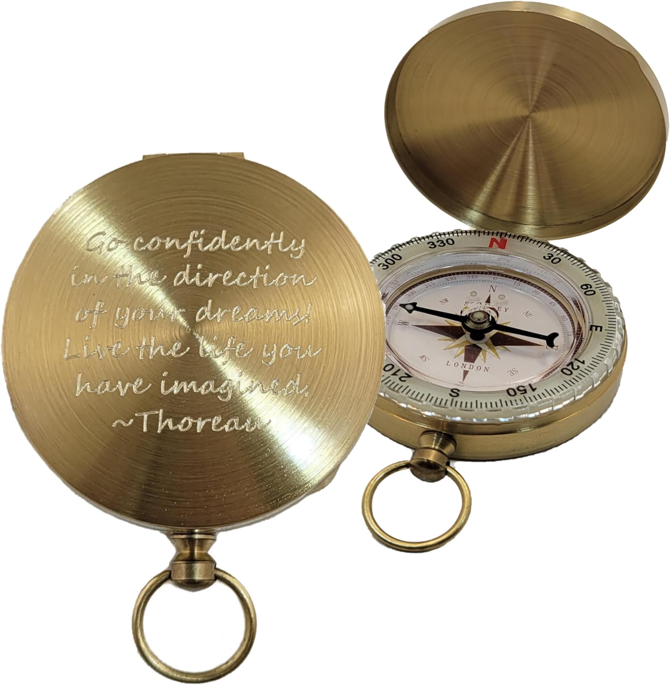 Glow in The Dark Brass Pocket Compass – Waterproof Navigation Tool for Camping, Hiking, Backpacking, Orienteering, Hunting, Survival Gear, Outdoor Safety & Adventure Gift (Thoreau)
