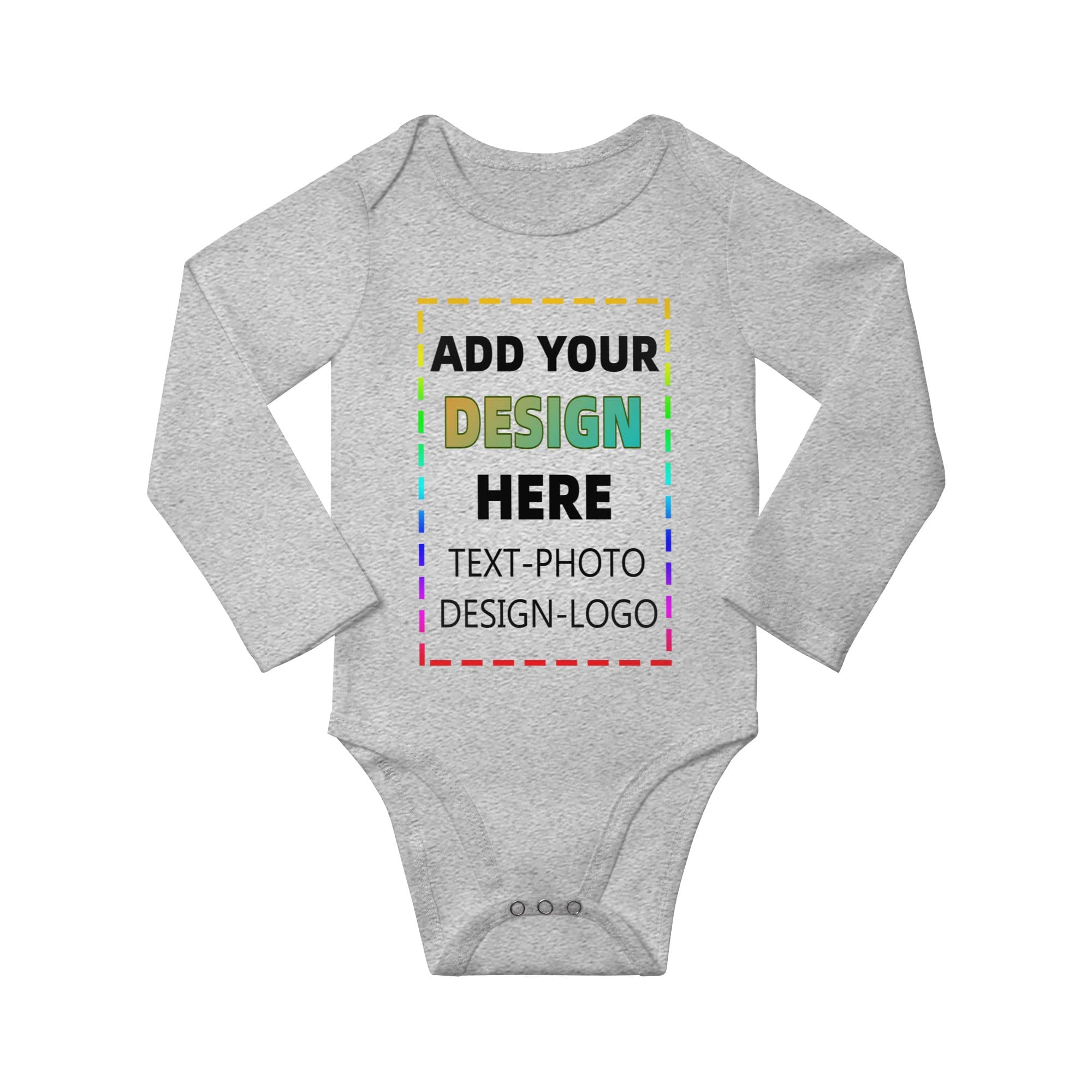 Custom Baby Long Sleeve Design Your Own Bodysuit Personalized Add Image Photo Soft Cotton Newborn Baby Boy Girl