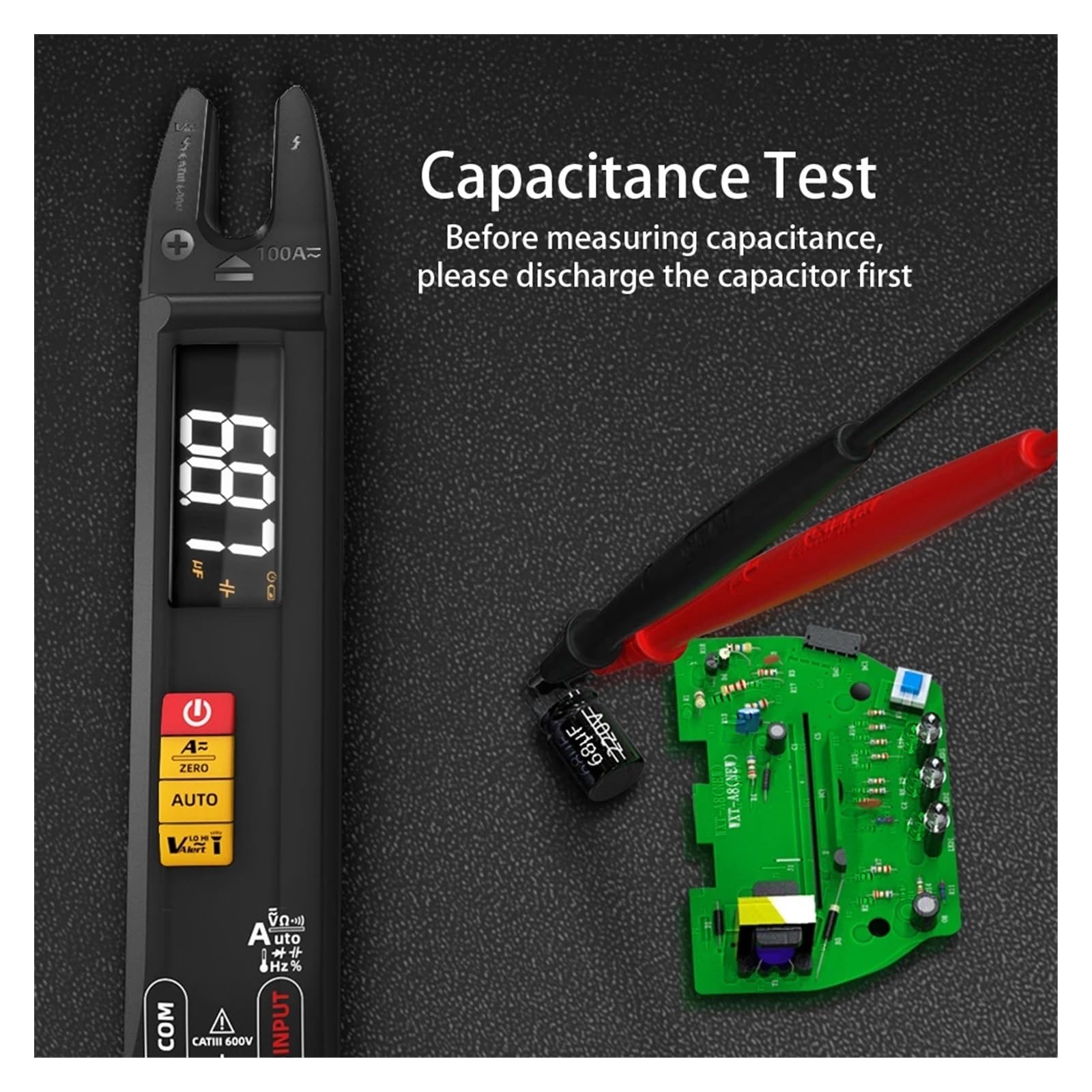 Pinza amperimétrica digital, Pinza Digital U1 Me DC AC Profesional 100A Amme Alica T-RMS Corriente Abierta Mandíbula Eléctrica Auto Multime(U1 Tool Kits)