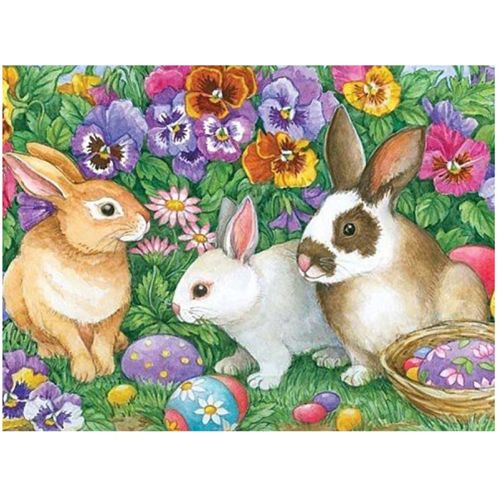 Kit Peinture Diamant 5D Lapin Et Fleurs – Toile 30x40 Cm, Loisir Créatif Déco Maison