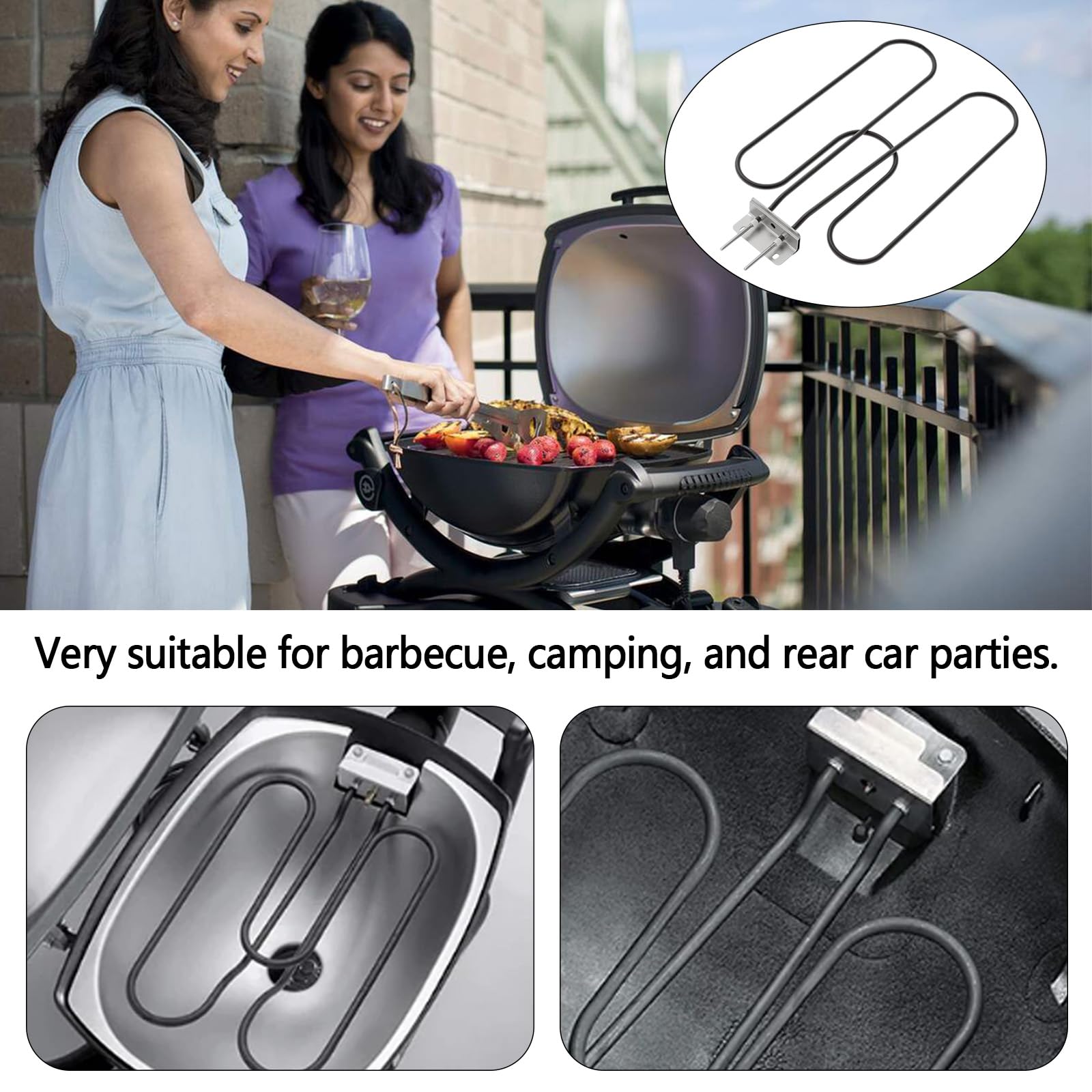 éLément Chauffant Rechange Pour Weber Barbecues éLectriques Q140 Et Q1400 Séries 66631 80342 80343 65620 éLément Chauffant En Acier Inoxydable Résistance De 230V 2200W