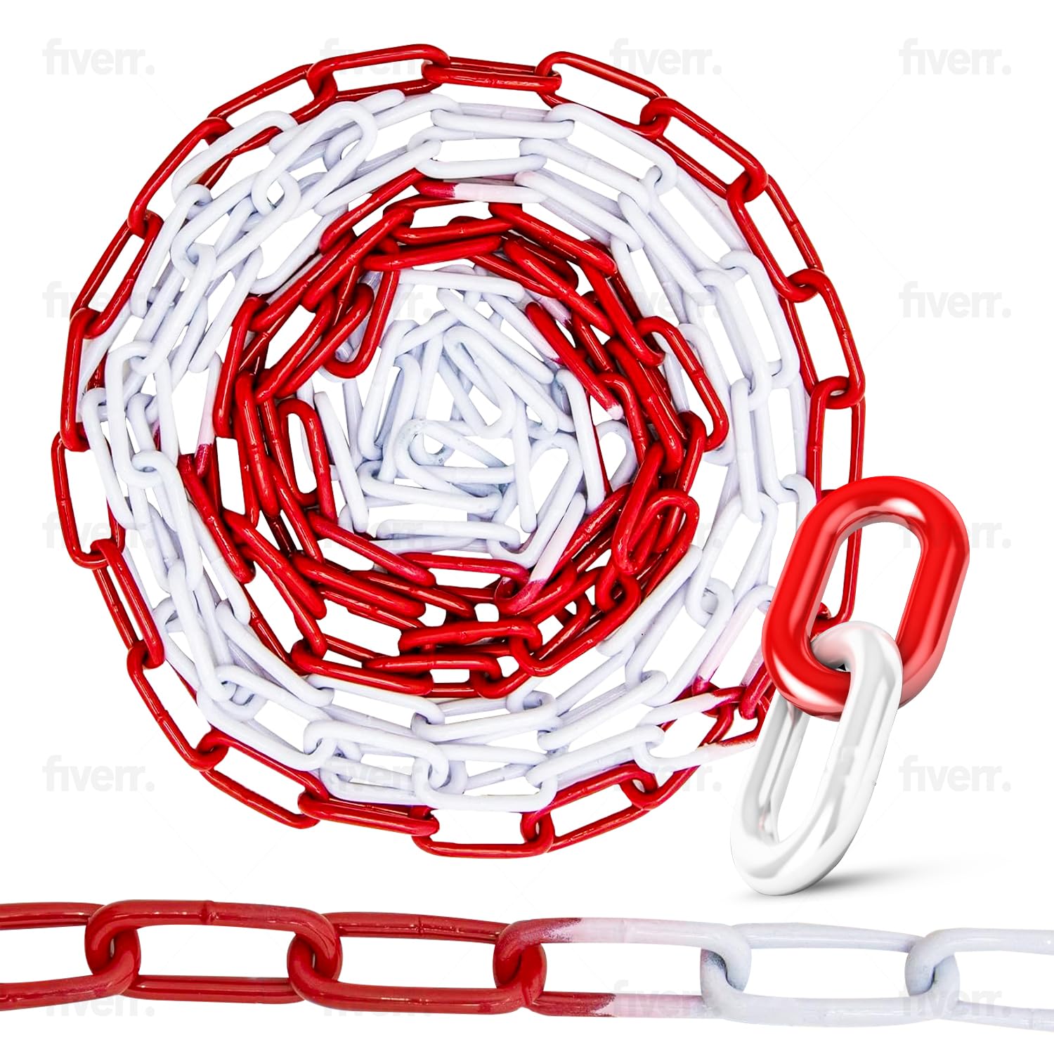 10 Meter Absperrkette aus Stahl Rot/Weiß pulverbeschichtete Stahlkette 4mm Durchmesser Absperrkette aus Metall stabile, witterungsbeständige Absperrkette von Marwotec aus Deutschland
