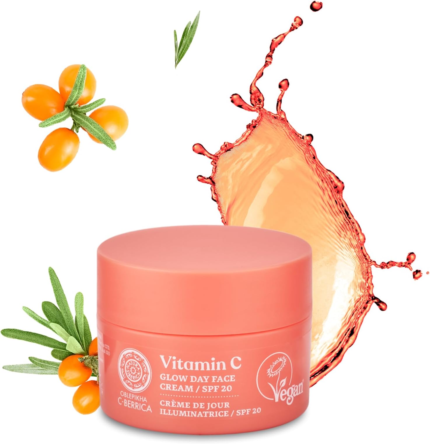 Oblepikha Glow Day Face Cream SPF20 With Vitamin C – Natural Face Moisturiser For Women – Organic Cream Vegan Skincare – Best Moisturiser For Older Skin – 50 Ml