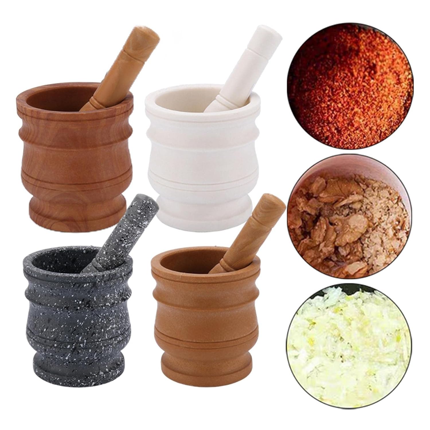 Mortar & Pestle Cooking Kitchenware Resin Kitchen Mills Tool and(Granite Pattern)