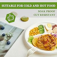 Vista 3 de ECOLipak Paquete de 150 platos compostables de 3 compartimentos, platos de papel biodegradables desechables de alta resistencia, platos divididos