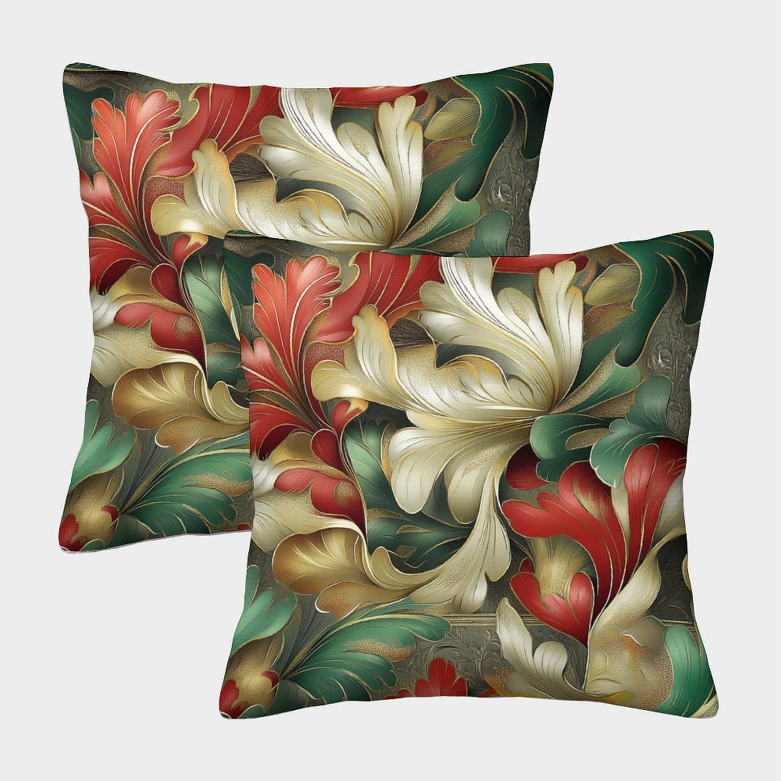 kaiyun 2 Pack 3D Acanthus Leaves.Christmas Pattern Cushion 3D Soft Touch Pillowcase,sofa Chair Home Furnishings 40x40cm