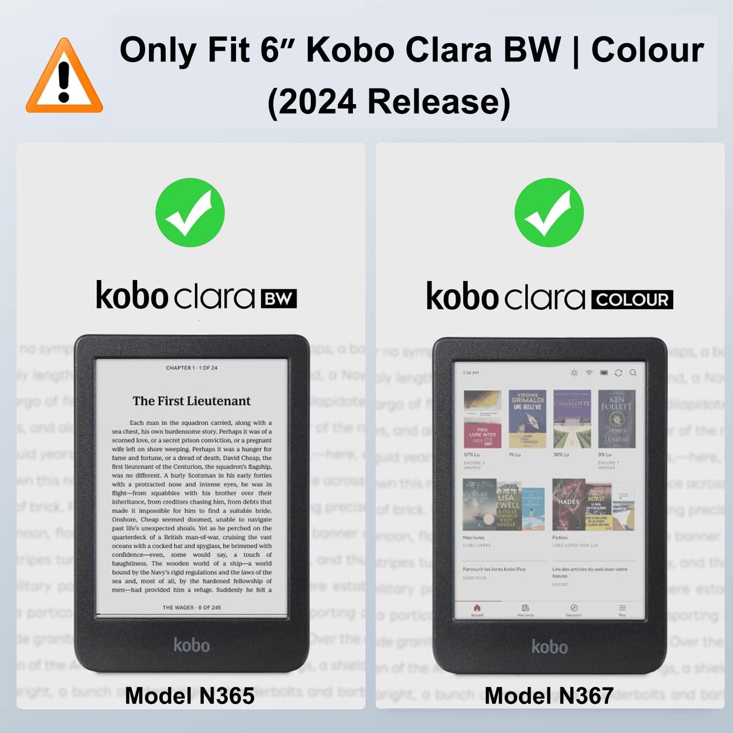 RSAquar Étui 6'' pour Kobo Clara Colour | BW | 2E, Tolino Shine Colour/Shine 5/4 avec Dragonne et Veille/Réveil Automatique, Agave Noir