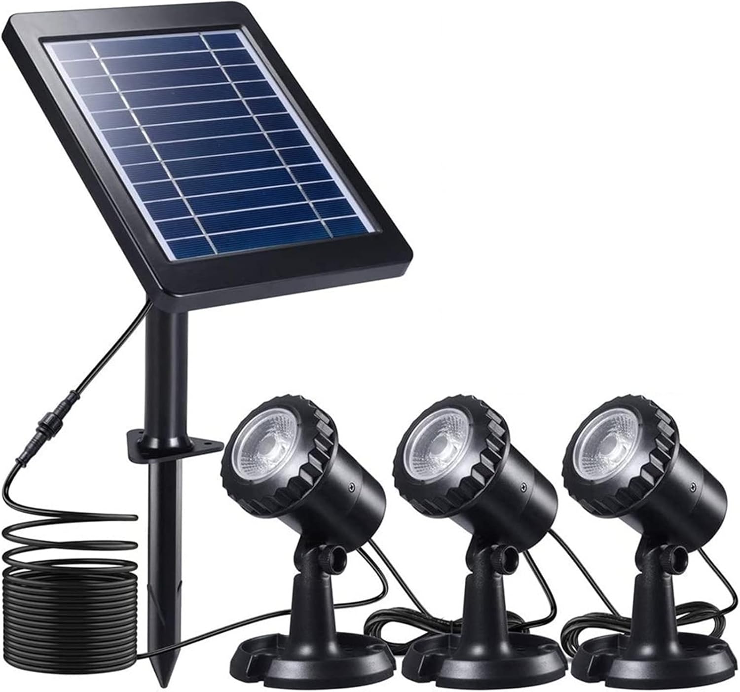 Led Submersible Solar Pond Light Fountain Underwater Lights RGB Pool Garden Spot Light Super Bright Aquarium Fish Tank Light(3Head-Blue)