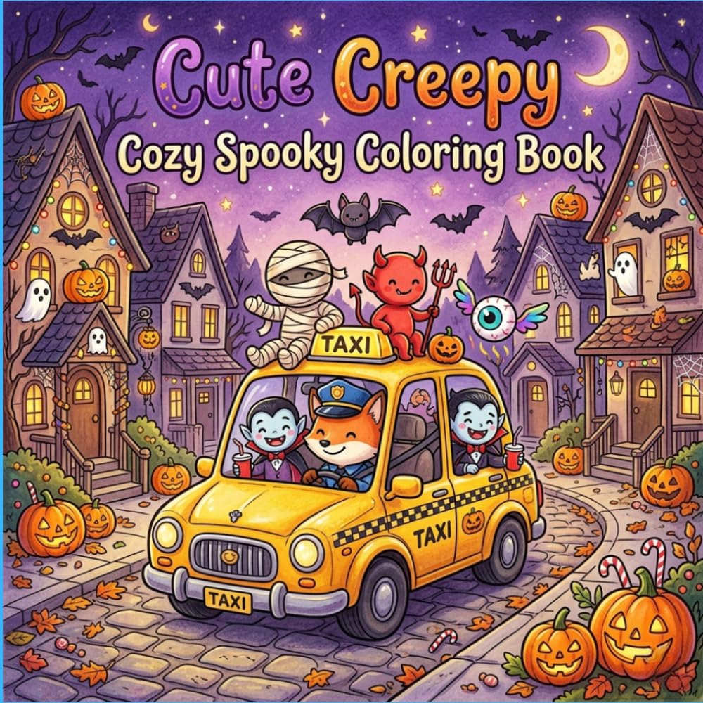 Cute Creepy: 50 Cozy Spooky & Sweet Designs for Adults And Teens: Cute & Spooky Coloring Book for Stress Relief & Relaxation
