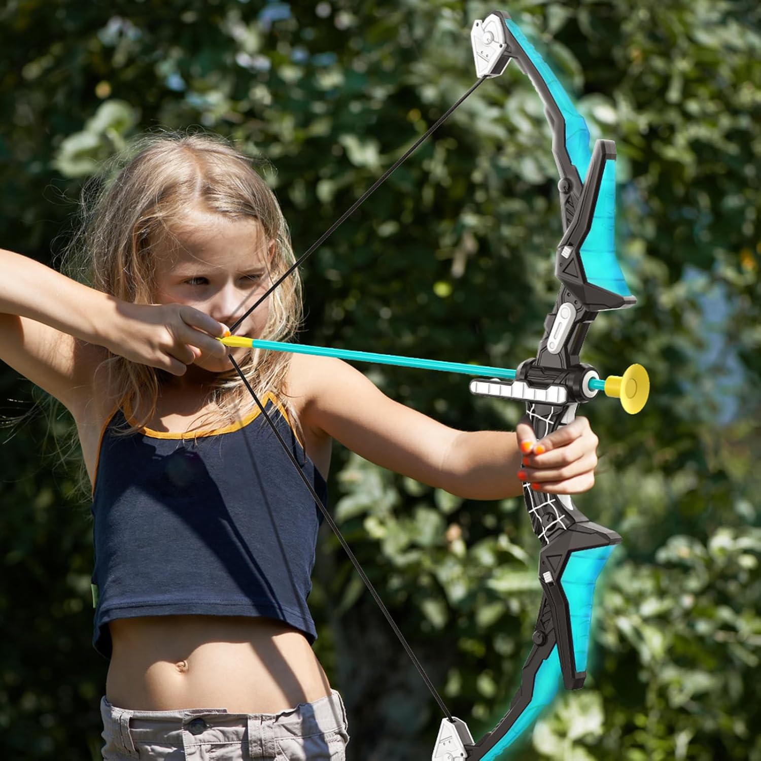 2 Pack of Kids Bow and Arrow Set, LED Light Up Archery Toy Set with 14 Suction Cup Arrows, Detachable Target, Indoor Outdoor Hunting Play Gift Toys for Kids, Boys & Girls Ages 6-12