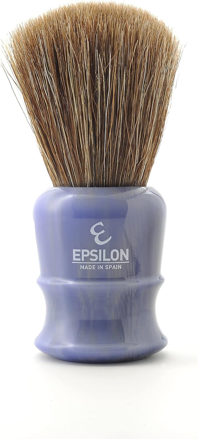 Epsilon Brown Horse Shaving Brush Fan Shape Blue 26 mm, Único, Standard