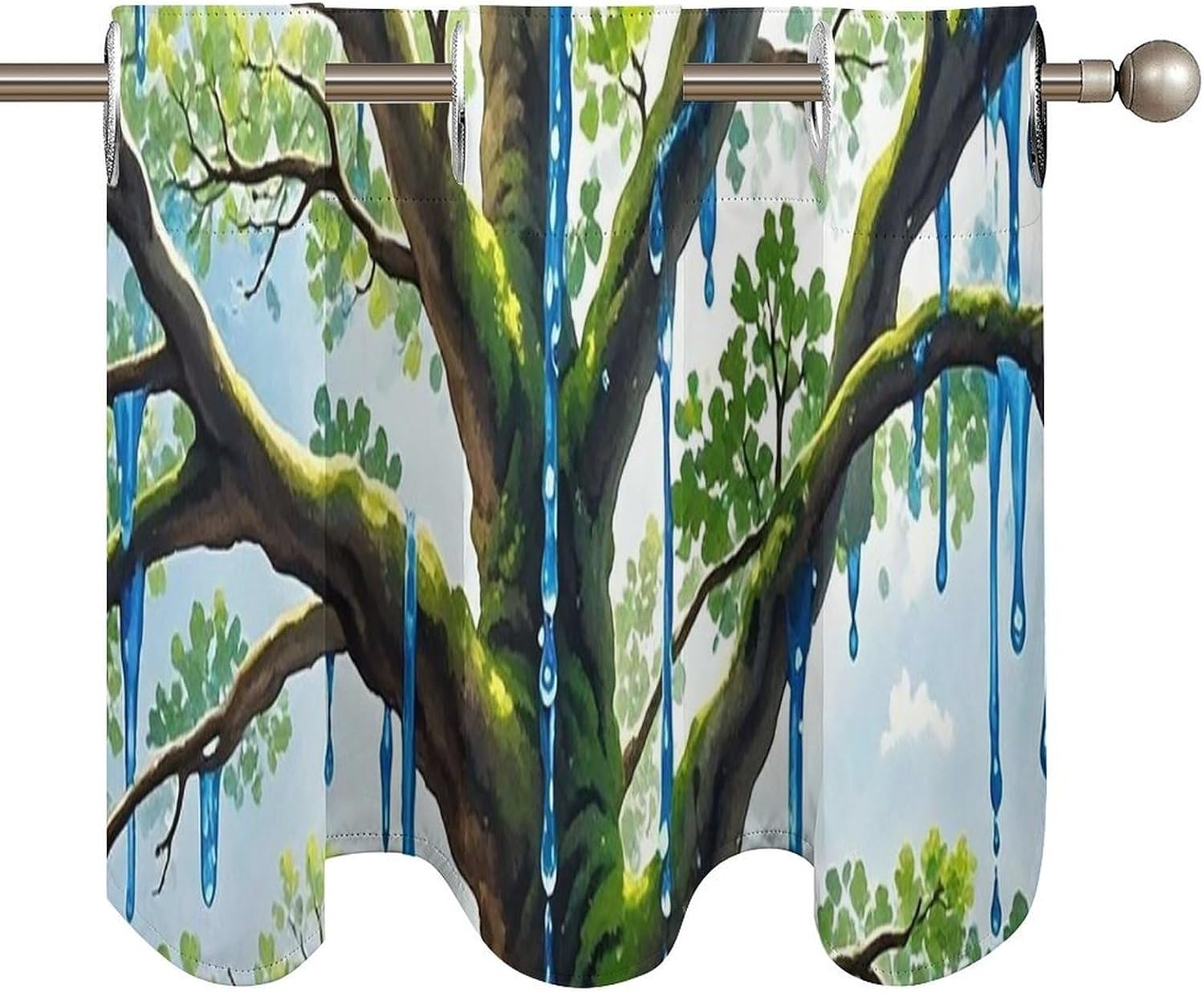 Suspension Abstraction Valance for Windows, 2 Pack Kitchen Curtains Modern Home Decor, Soft Blackout Window Curtains for Living Room & Bedroom, 18 X 52 Inch