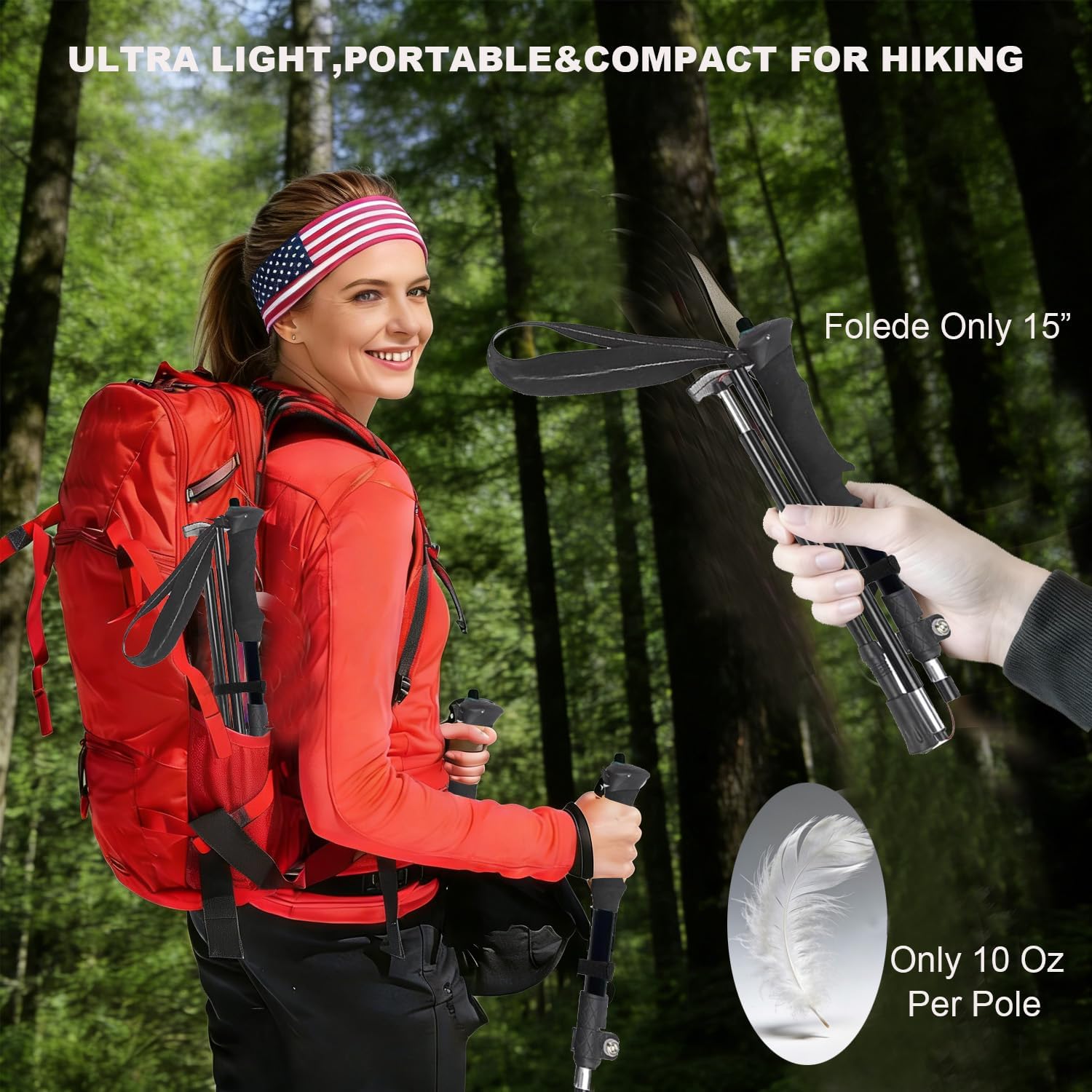 Trekking Poles with Phone Holder & Camera Mount - 1/4" Thread for Action Cameras, Ultralight Foldable Hiking Sticks, Tip Kit (Complete Bundle)