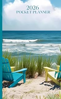 2026 Pocket Planner: Monthly Calendar January 2026 to December 2026 / Beach Cover / Small Size 4” X 6.5”