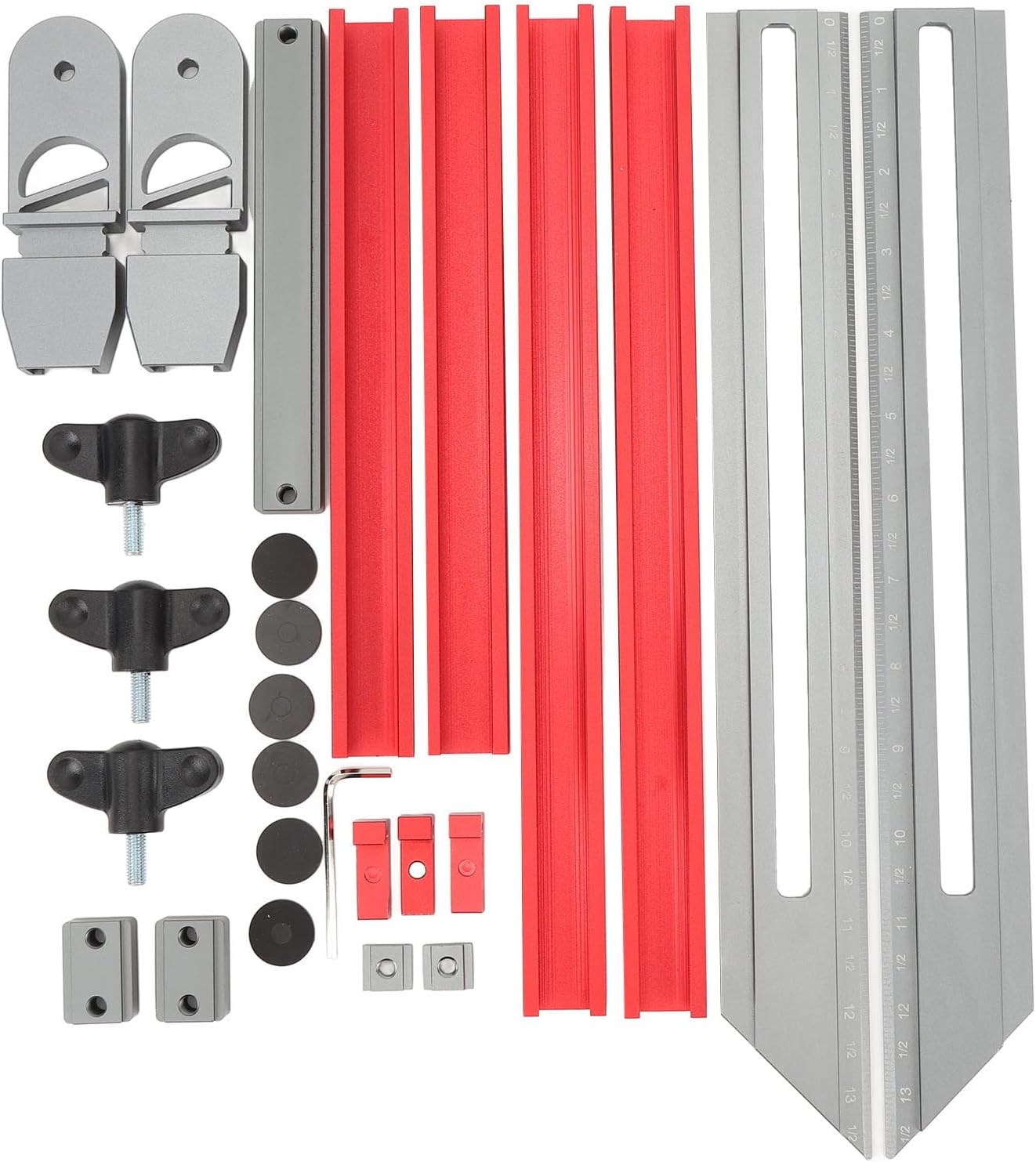 Stair Tread Template Tool, Foldable Stair Tread Gauge for Accurately Measuring Angle Length Depth, Adjustable Stair Tread Measuring Tool for Stairs, Shelf, 17.9 to 58.9 inch