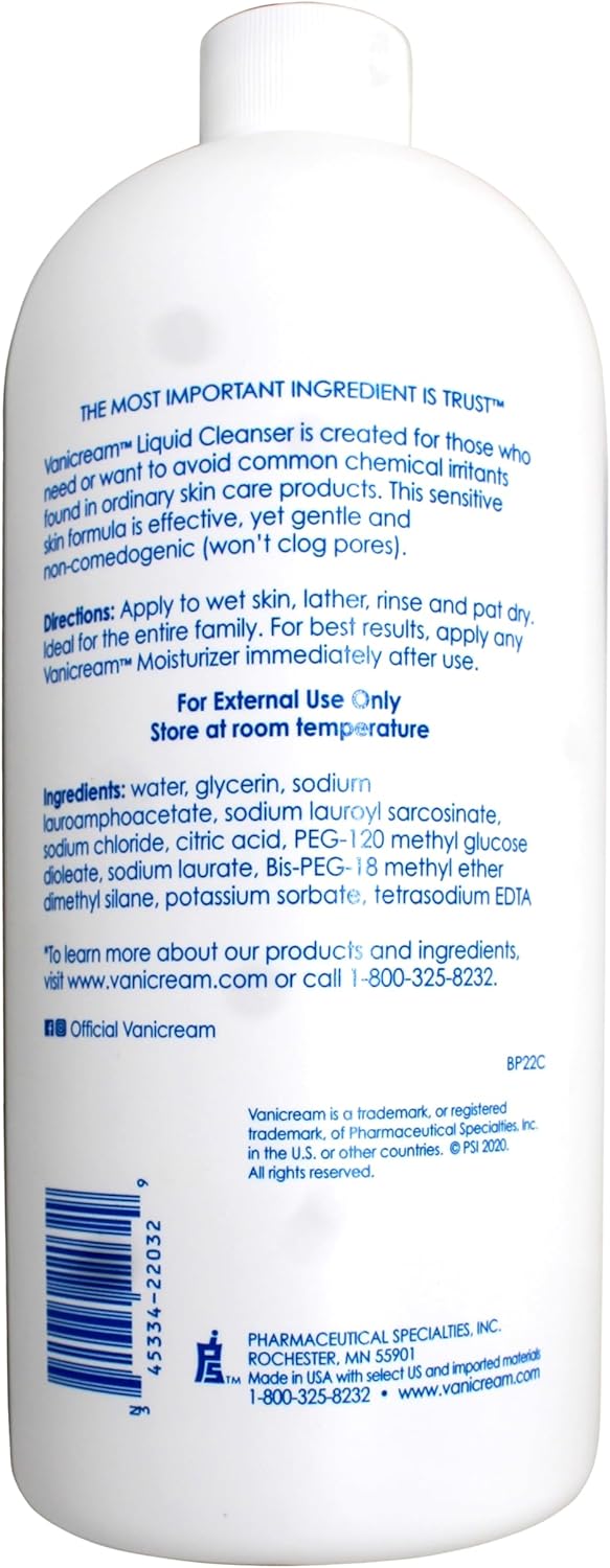 Vanicream Liquid Cleanser Refill, for Sensitive Skin, 32 FL OZ Bottle