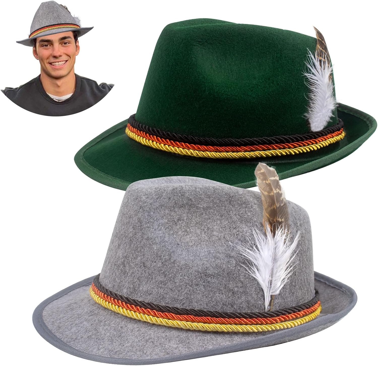 JUSTOTRY 2PC Oktoberfest Fedora Hats for Men Oktoberfest