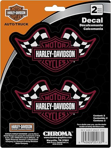 CHROMA 25133 Harley-Davidson Burgundy Bar & Shield Racing Flags 2pc Decal