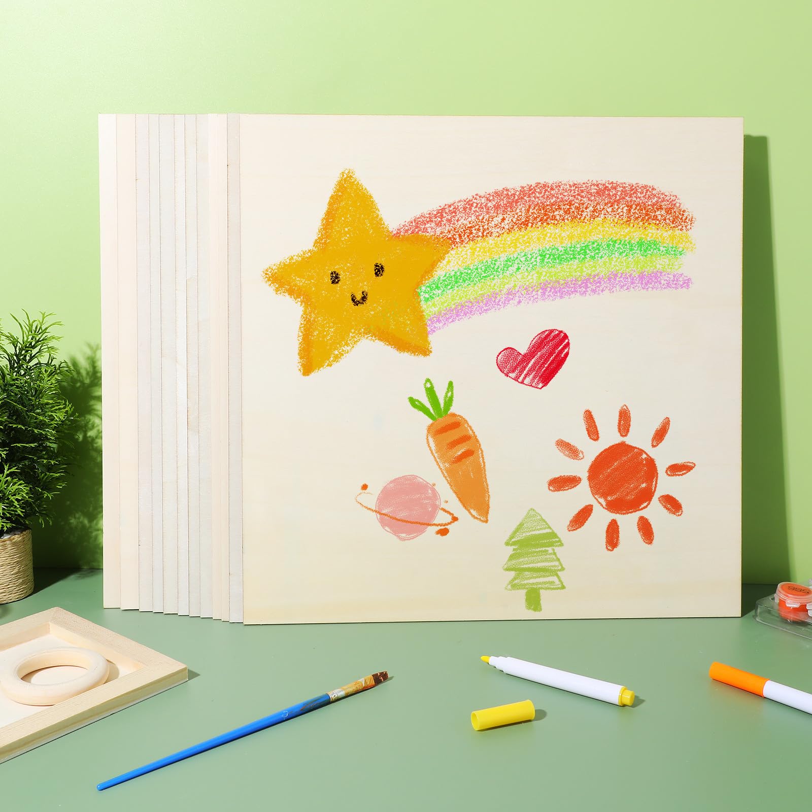 ARTIBETTER 12 Piezas Cuadrados de Madera en Blanco de Estilo Rústico para Bricolaje, Fáciles de Tallar, Ideales para Crear Muebles y Decoraciones Artesanales