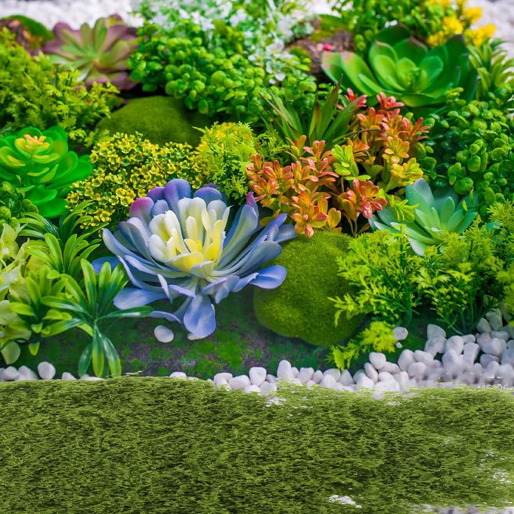 LIOOBO Artificial Moss for Potted Plants DIY Crafts, Realistic Fake Green Moss, Decorative Faux for Fairy Garden Walls and Table Centerpieces 5. 3oz