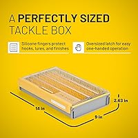 Vista 5 de Caja de Utilidad Premium Plano EDGE Flex Crankbait 3700, Gris y Amarillo con Tapa Transparente, Caja de Almacenamiento Impermeable para Pequeños