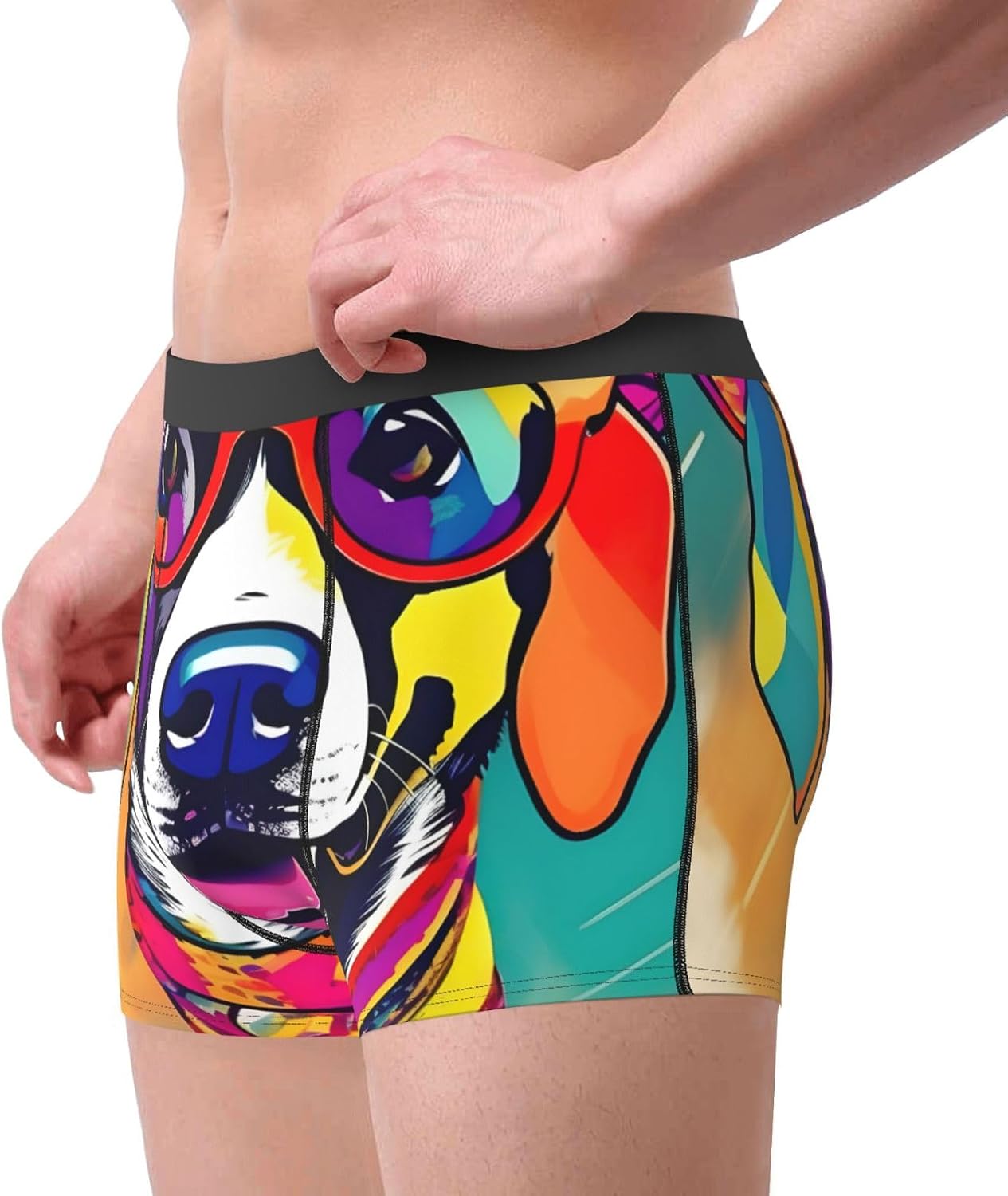 Funny Dog Print Men'S Boxer Briefs Soft Breathable Polyester Fabric With Comfortable