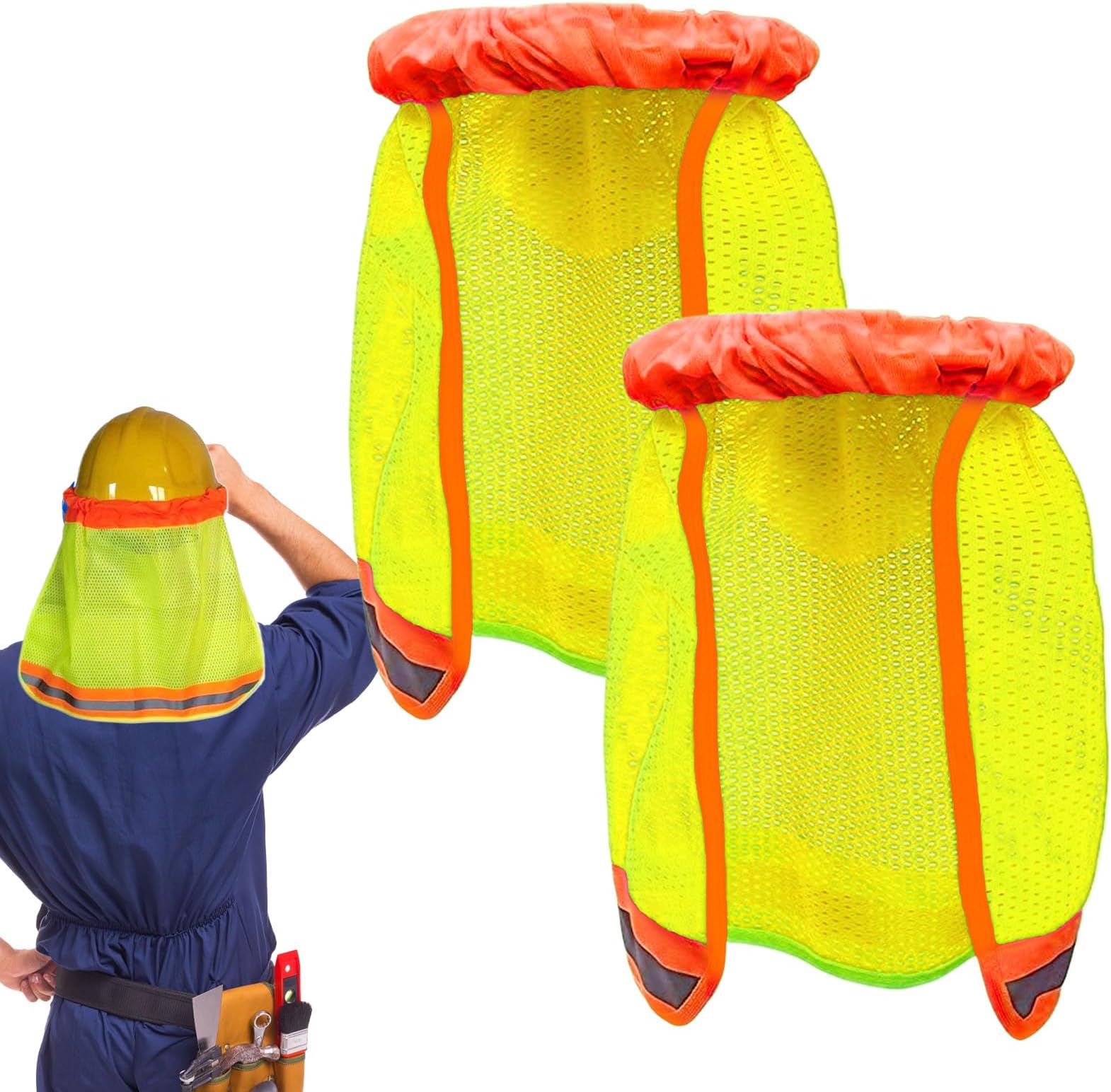 Hardhat Sun Shade - Hard Hat Brim Shade | UV Protection Shield Neck Cover with Reflective Strap Full Brim Adjustable Helmet Accessories for Hiking