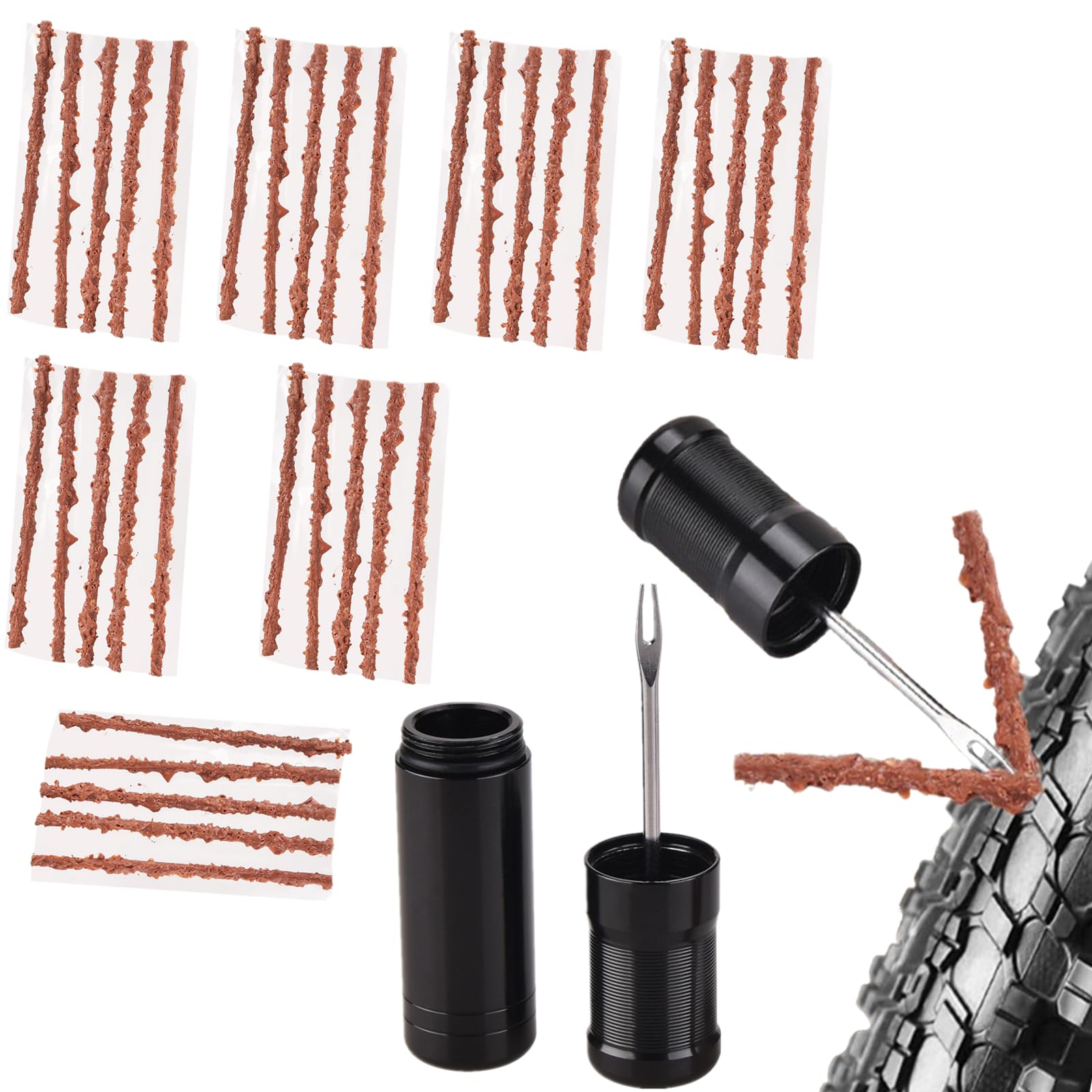 YiXjiuBP Tubeless Tyre Repair Kit Professional Tubeless Bike Repair Kit 1 Repair Tool and 35 Bacon Strips for Motorcycles Road Bicycle MTB