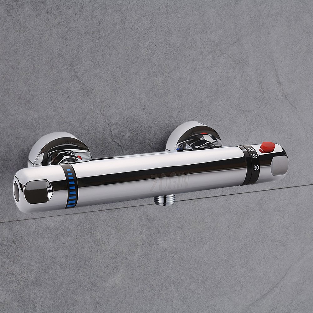 Mbuynow Chrome Thermostatic Shower Mixer, Bar Shower Mixer Valve Hot Cold Water Mixer Constant