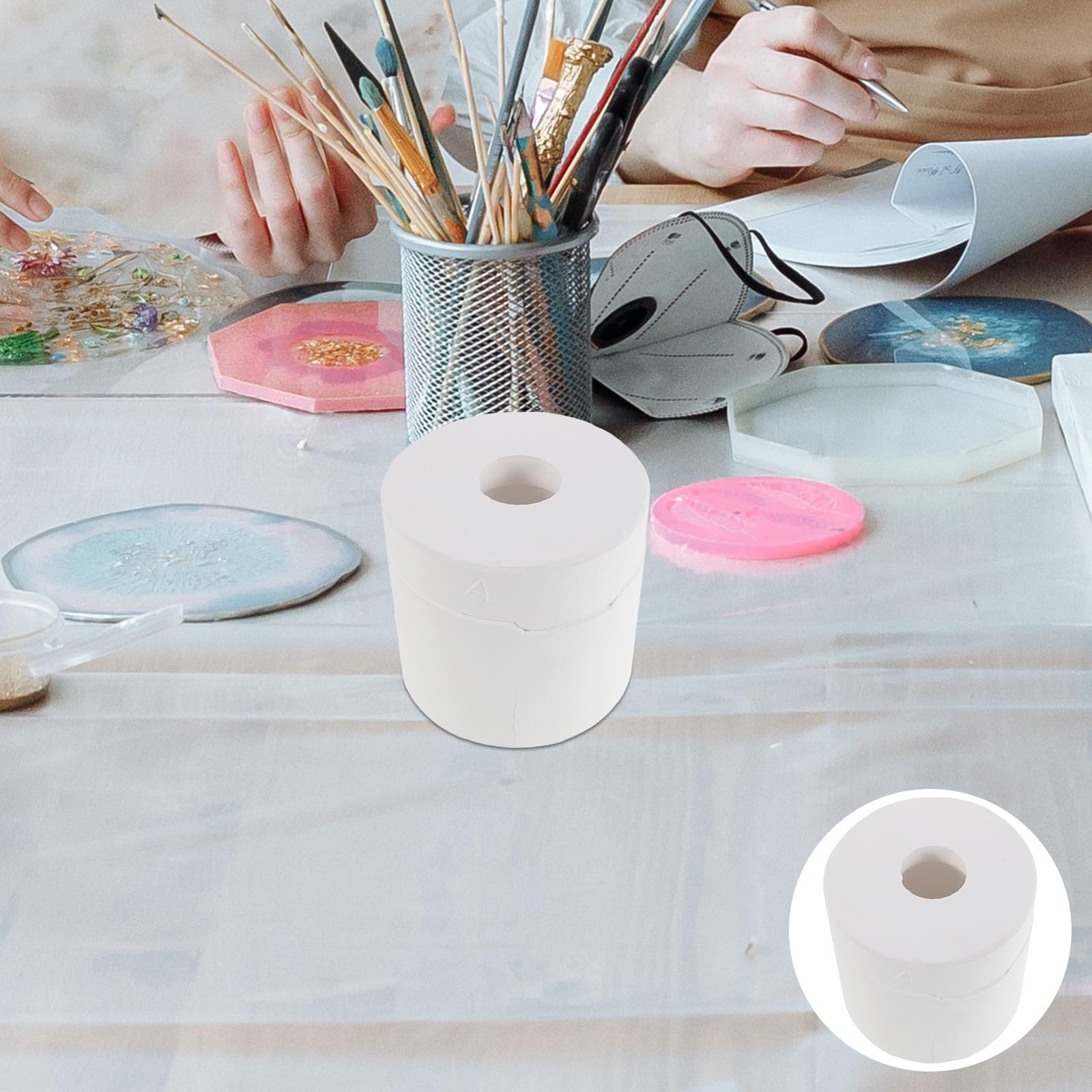Sewroro Molde de Yeso Blanco para Taza de Té de Cerámica, Molde para Manualidades Resultados Consistentes, Adecuado para Modelar Arcilla en Artesanía