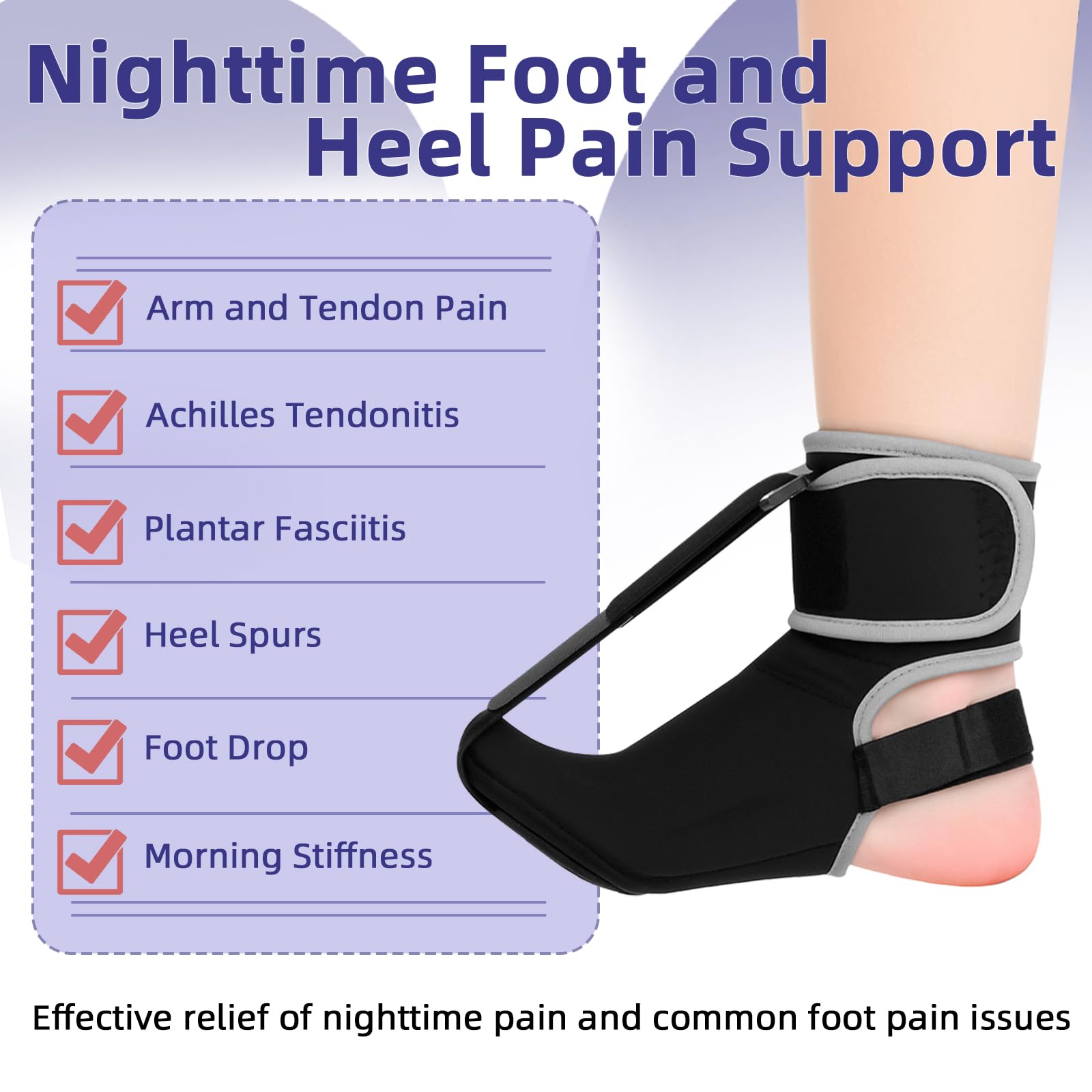 Tutore notturno per fascite plantare con palla massaggiante, comodo tutore notturno per fascite plantare, supporto per sperone calcaneare, calzini per fascite plantare (M)