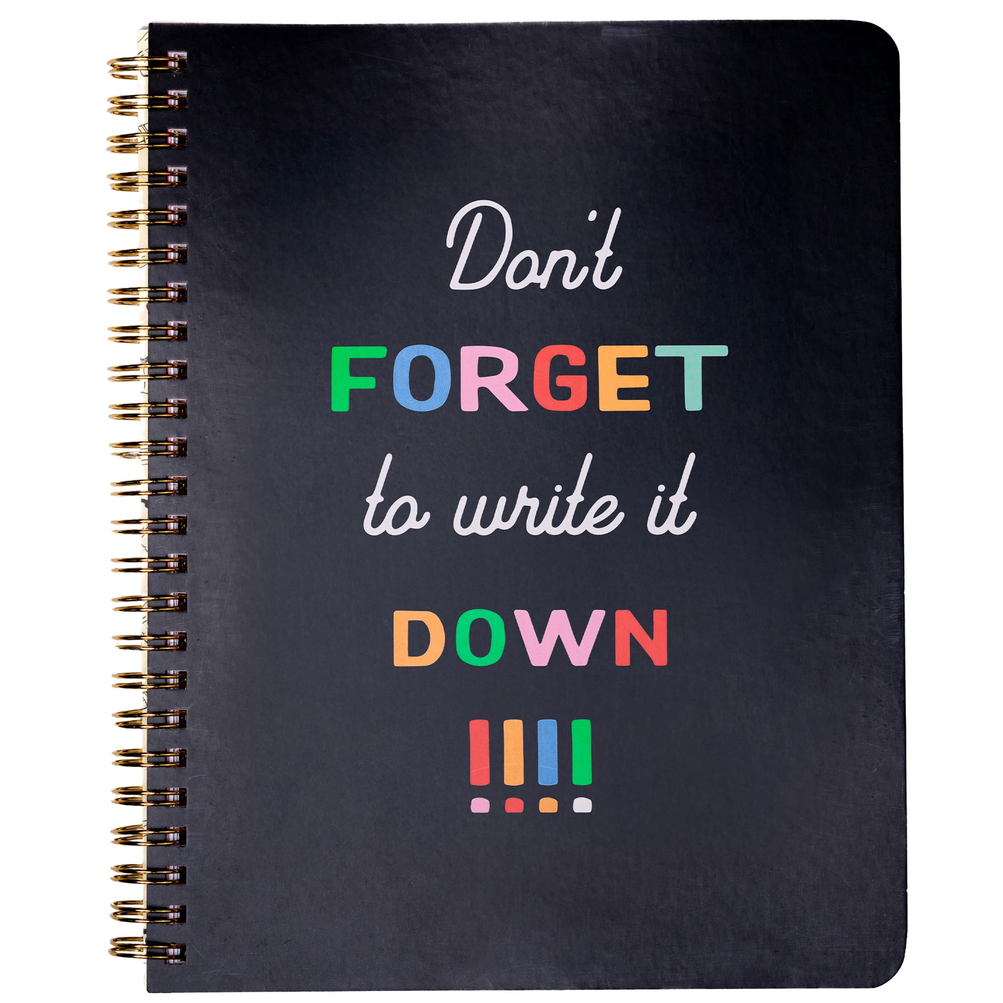 ban.do Rough Draft Mini Spiral Notebook with Saying, 8.5" x 6.75" with Pockets and 160 Lined Pages (Don't Forget to Write it Down)