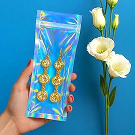 Holographic Bags, 2x5 inch Resealable Smell Proof Bags for Food, Small Business and Party FavorStorage(100 Pack)