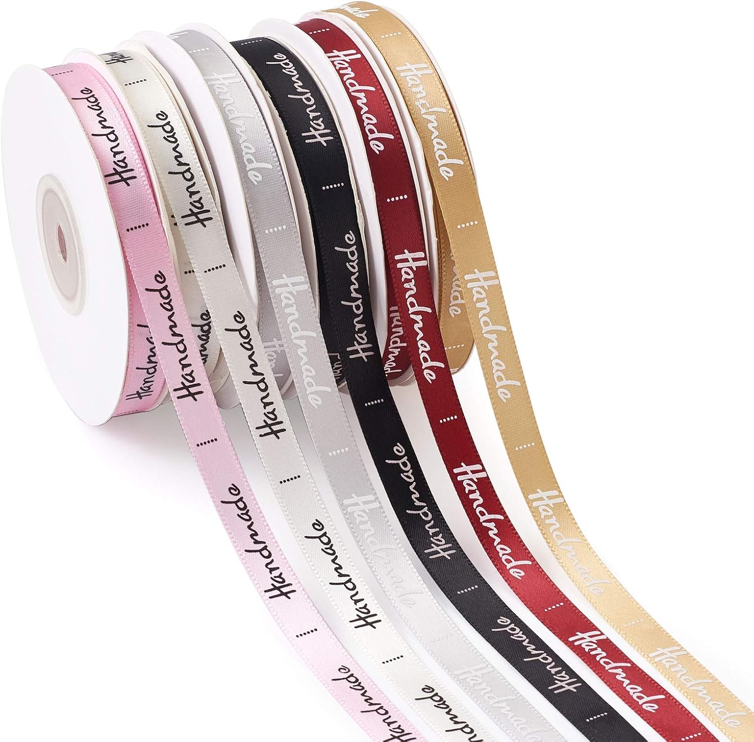 6巻入り 幅10mm 6色 リボン ポリエステル製 片面 サテンリボン Handmade 手作り ギフト ラッピング Diy 手芸 装飾 約22m 巻 手芸 画材