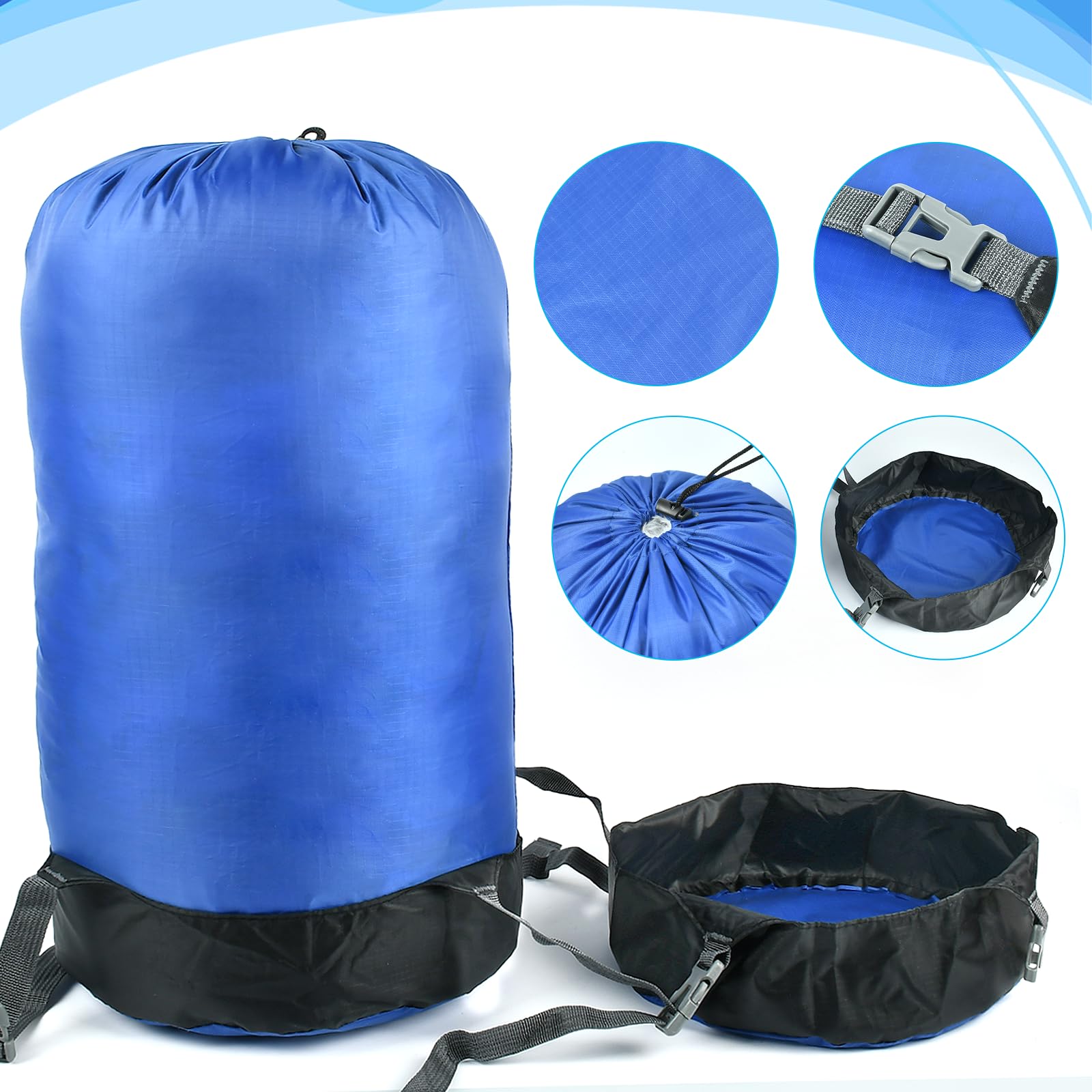 Borsa a compressione per sacco a pelo,Borsa portaoggetti in nylon compatta per il campeggio, borsa per il sonno, impermeabile e ultra leggero, per i viaggi, l'escursionismo (verde, L