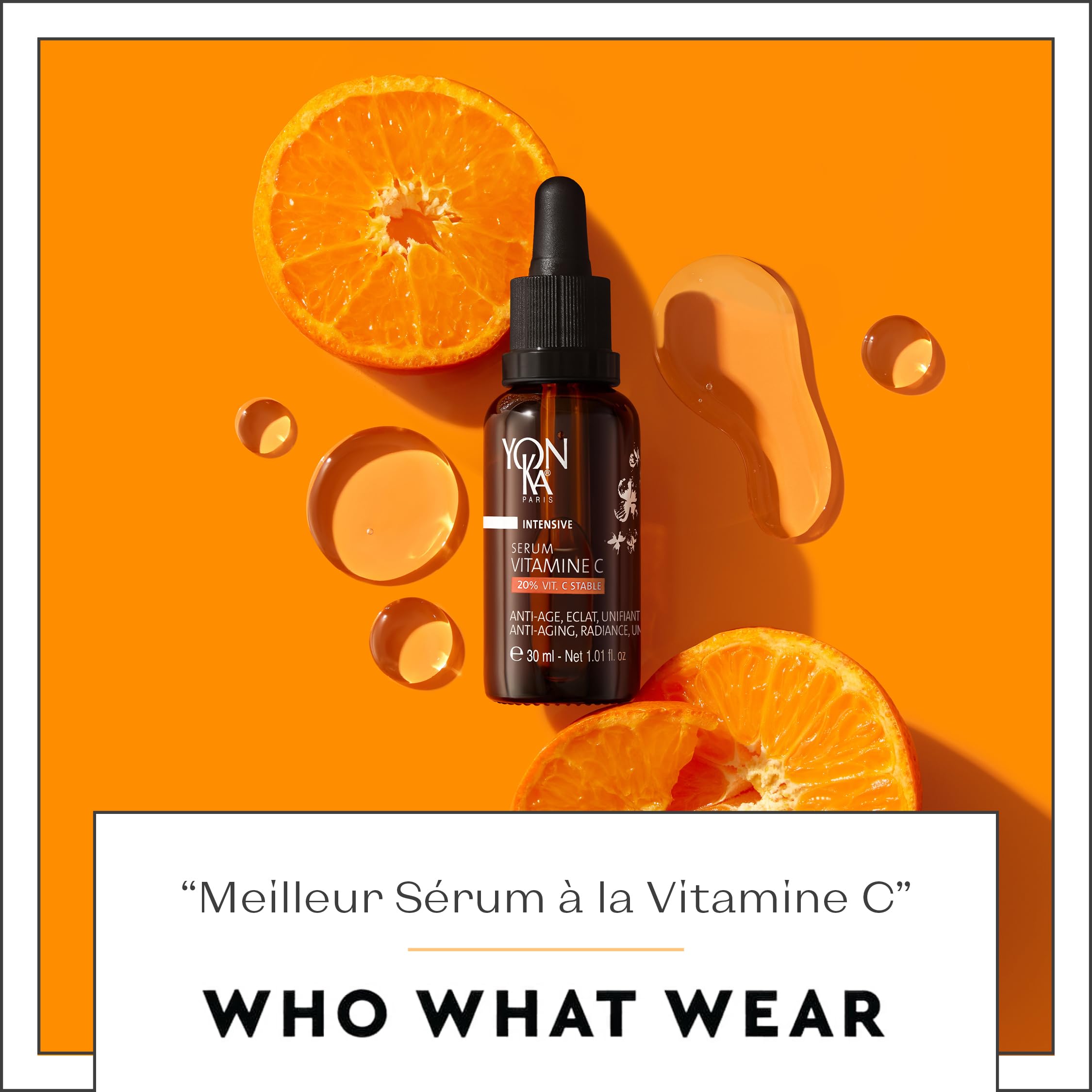 Yonka Sérum Vitamine C 30ml - Texture Huile - Anti-Âge, Éclat et Unifiant Illumine et Réduit les Taches - 20% de Vitamine C Stable - 99,9% d’Ingrédients d’Origine Naturelle